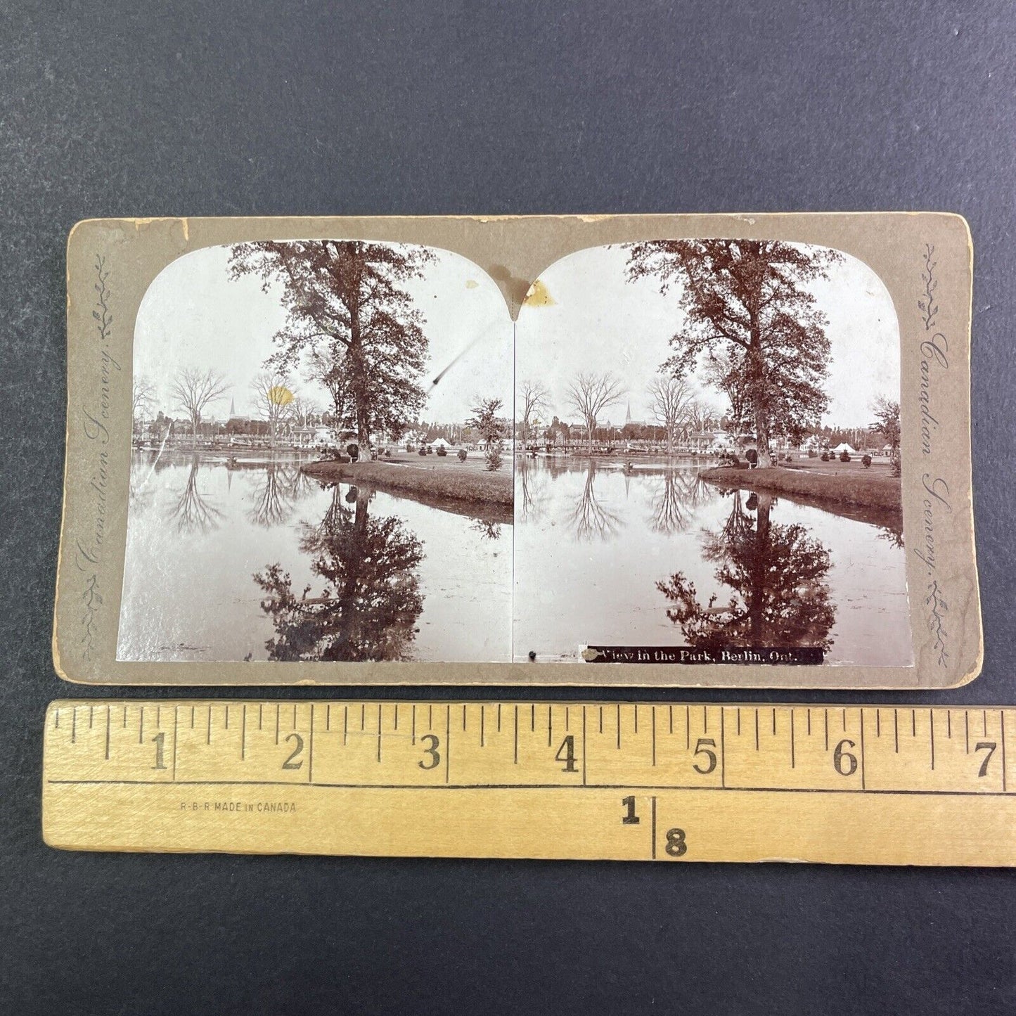 Victoria Park Kitchener Ontario Stereoview Schneider Park Antique c1897 Y1384