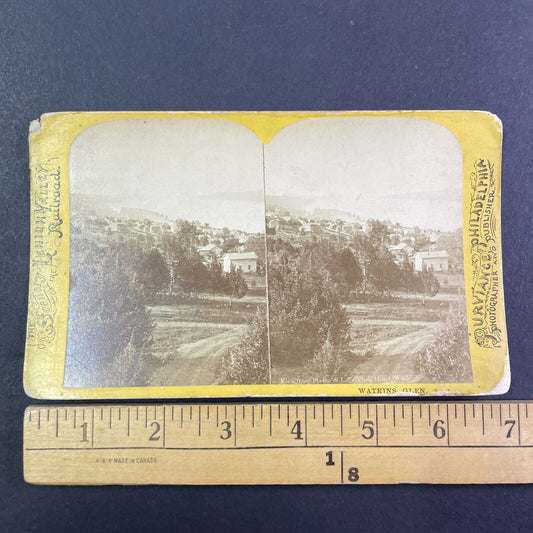 Lehigh Valley Railroad Stereoview City View Watkins Glen Antique c1870s Y2170