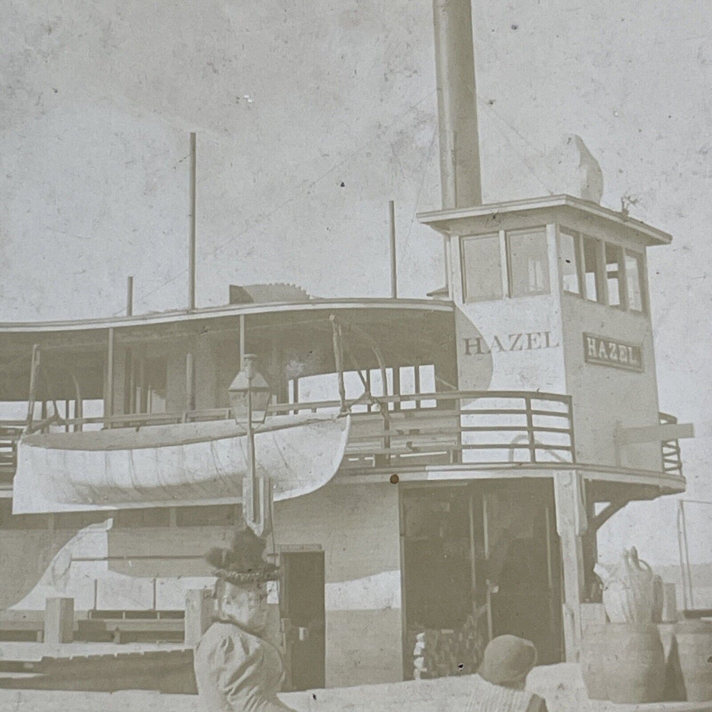 Steamboat Hazel Stereoview Lake Charles Louisiana Ferry Antique c1890 X1806