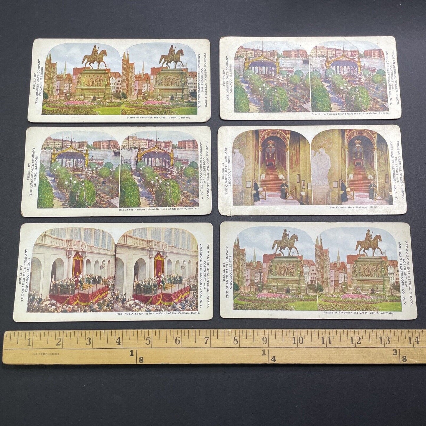 Lot Of 6 Antique 1906 Quaker Oats Company Stereoview Photo Cards V554