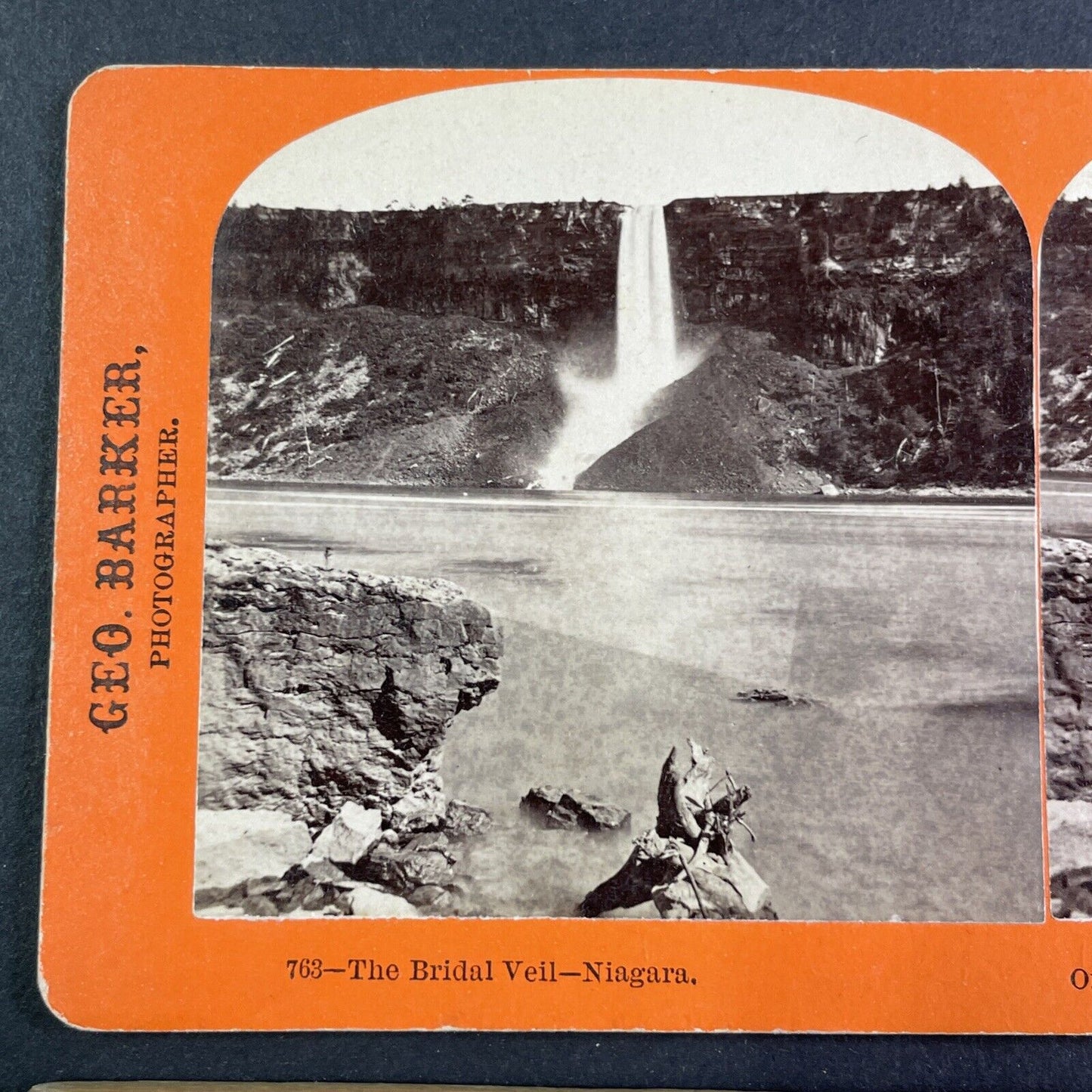 Bridal Veil Falls Before Niagara Power Plant Stereoview Geo. Barker c1870s Y2490