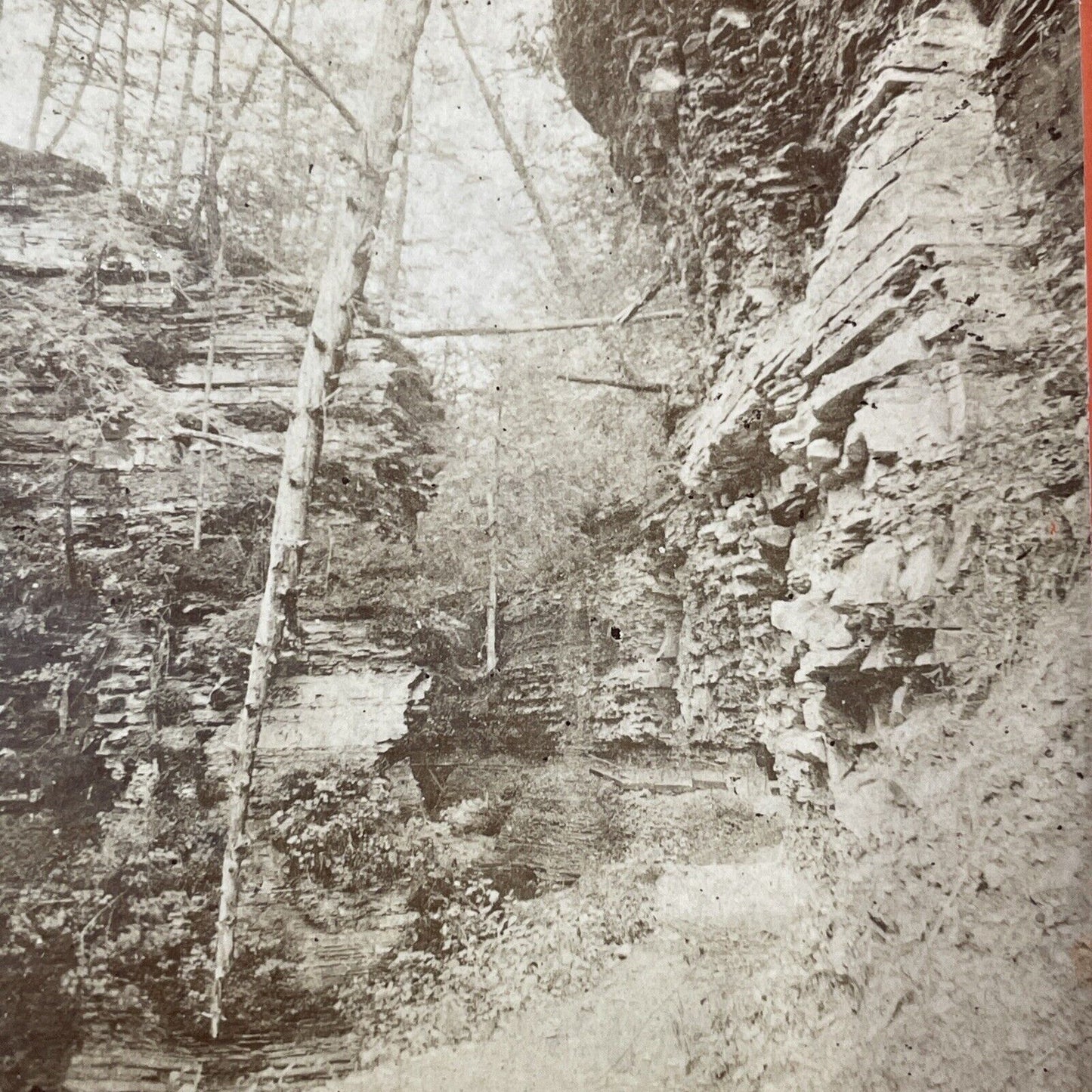 Watkins Glen Narrow Pass New York Stereoview R.D. Crum Antique c1870s Y1815