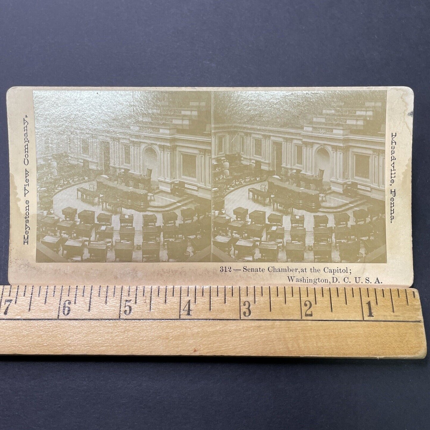 Antique 1890s Senate Chamber Capitol Washington DC Stereoview Photo Card P2314