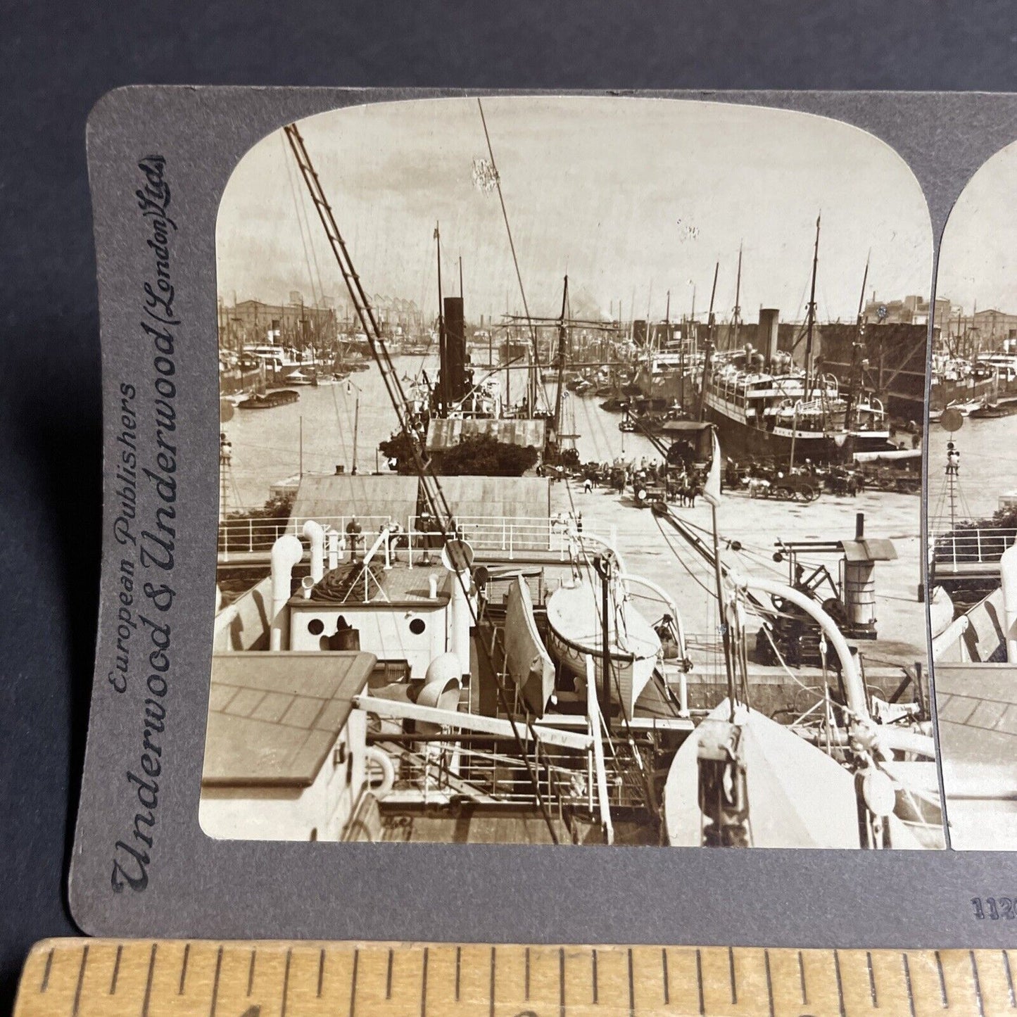 Antique 1906 Shipping Docks Buenos Aires Argentina Stereoview Photo Card P4462