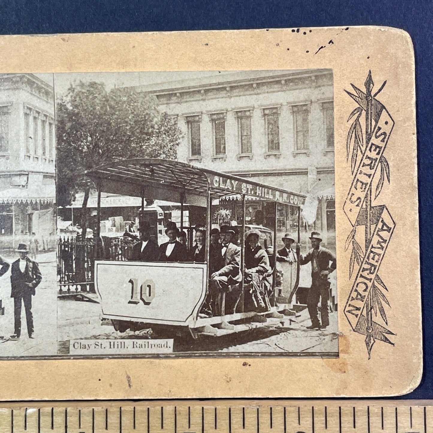 Clay Street Hill Railroad First Trip Stereoview San Francisco Antique 1873 X824