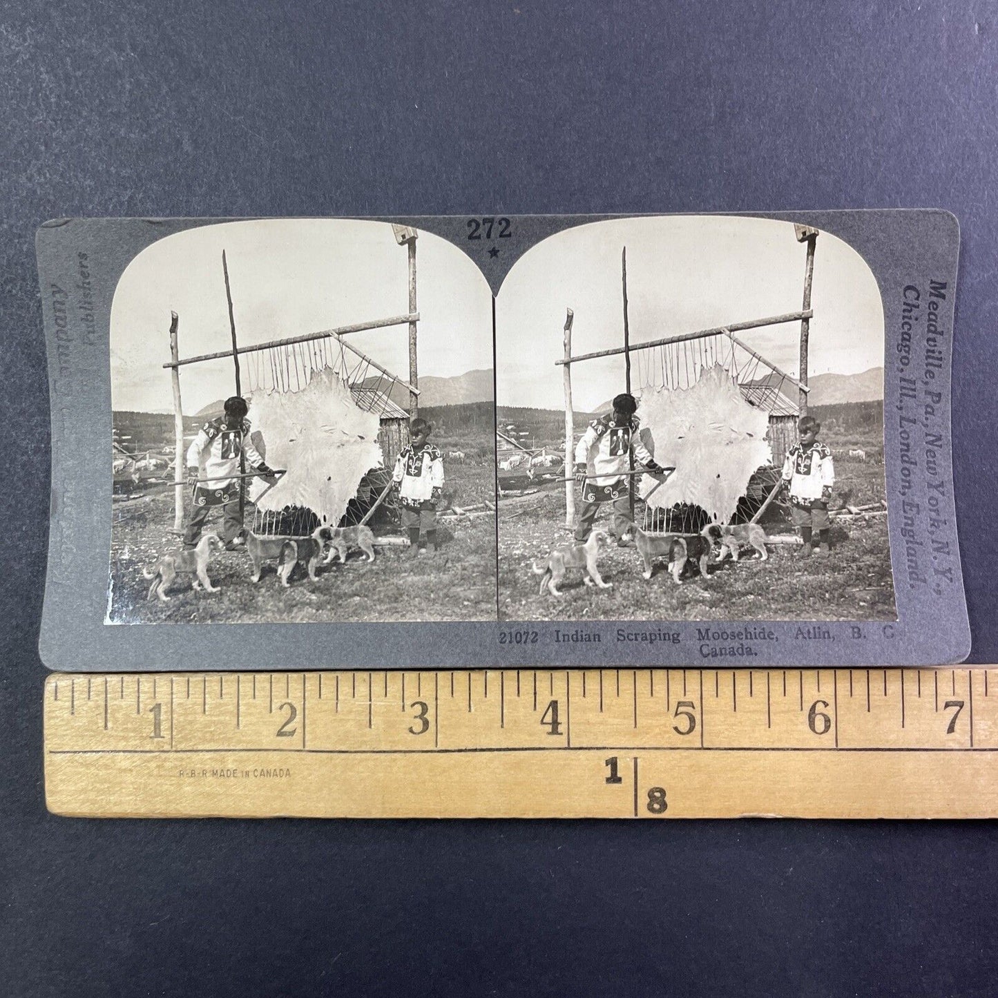 Tlingit Native American Indian Hunter Stereoview Photo Card Antique 1910s X834