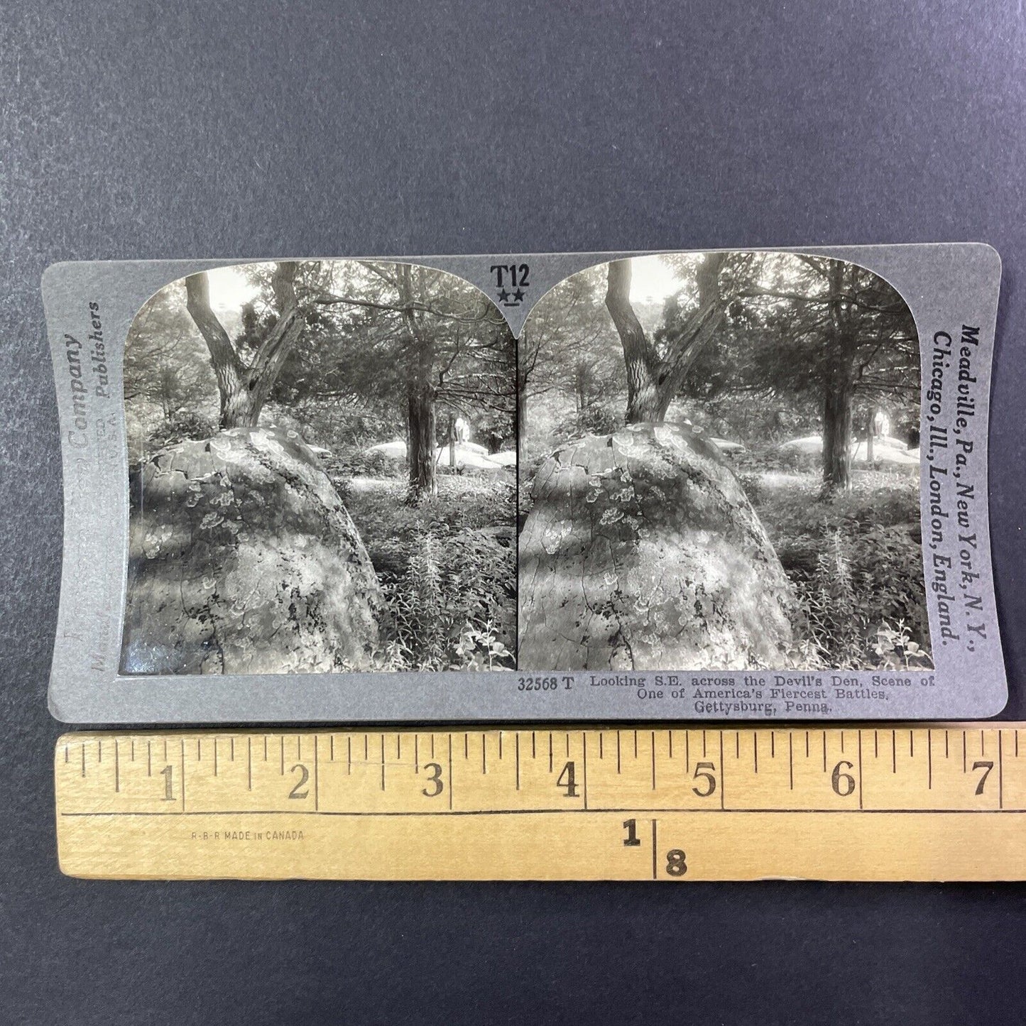 The Devil's Den Civil War Battleground Stereoview Gettysburg c1920s Y988