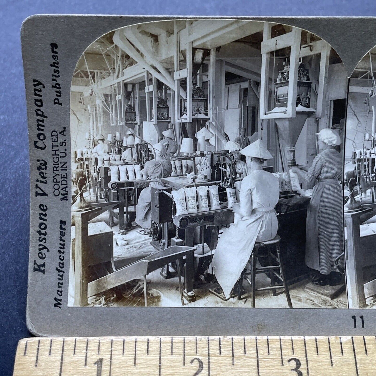 Antique 1910 Salt Bagging Factory St. Clair Michigan Stereoview Photo Card P2467