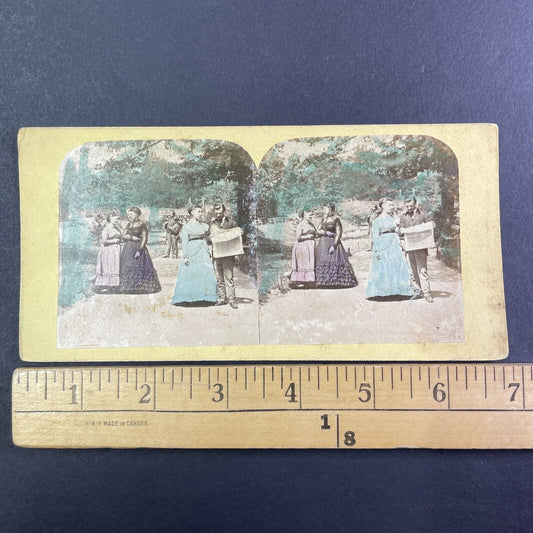 Wealthy People Walk in Public Park Stereoview Antique c1860 Y1342