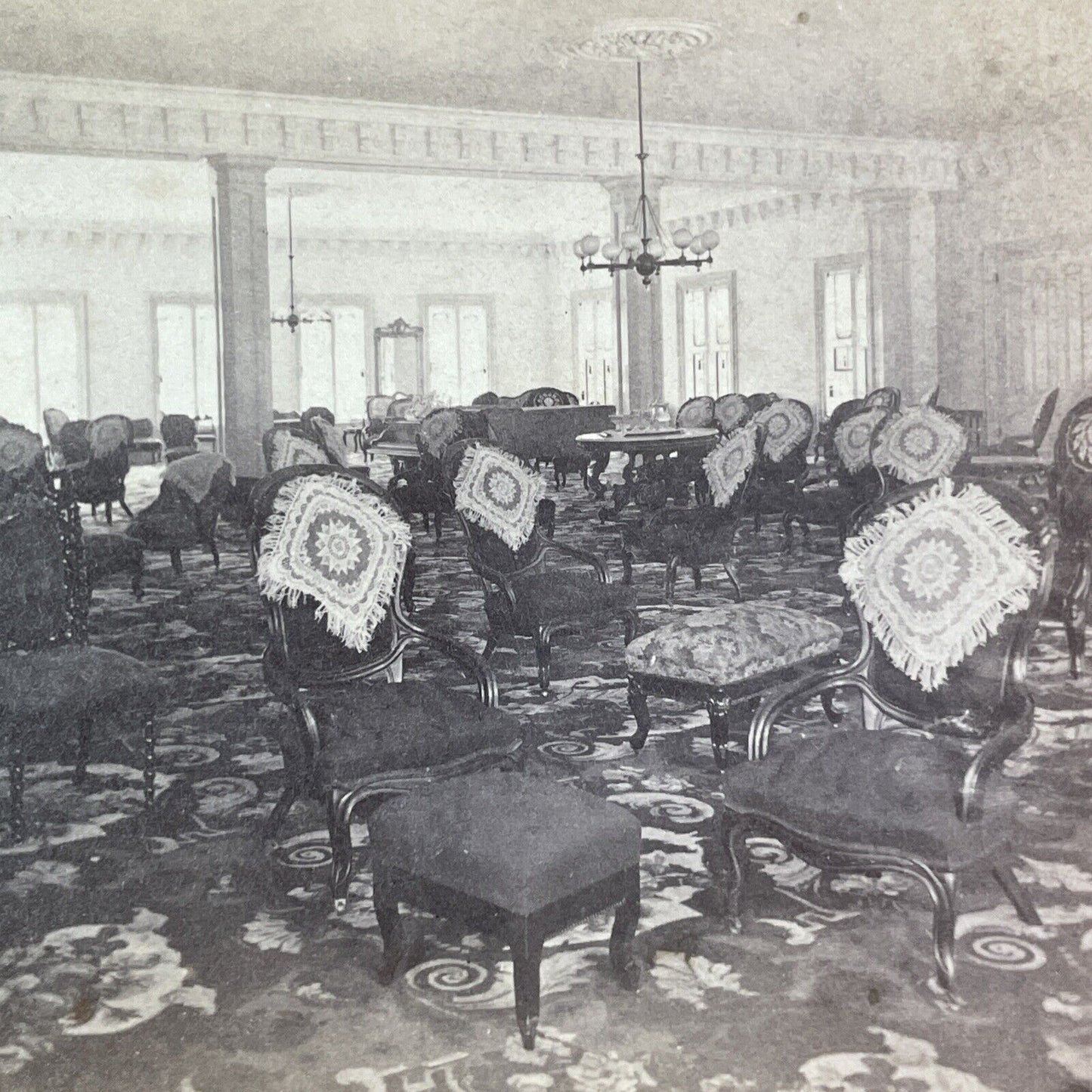 Drawing Room The Profile House Stereoview New Hampshire Antique c1870s Y924