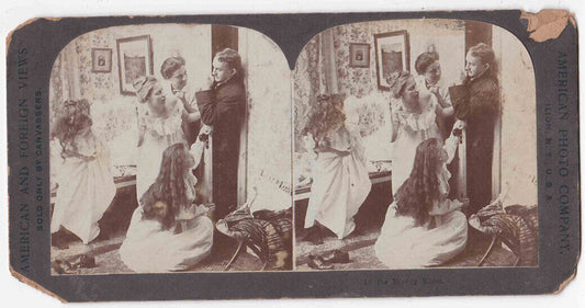 Antique 1903 Man Breaking Into A Room While Women Change Clothes Photo Card P095