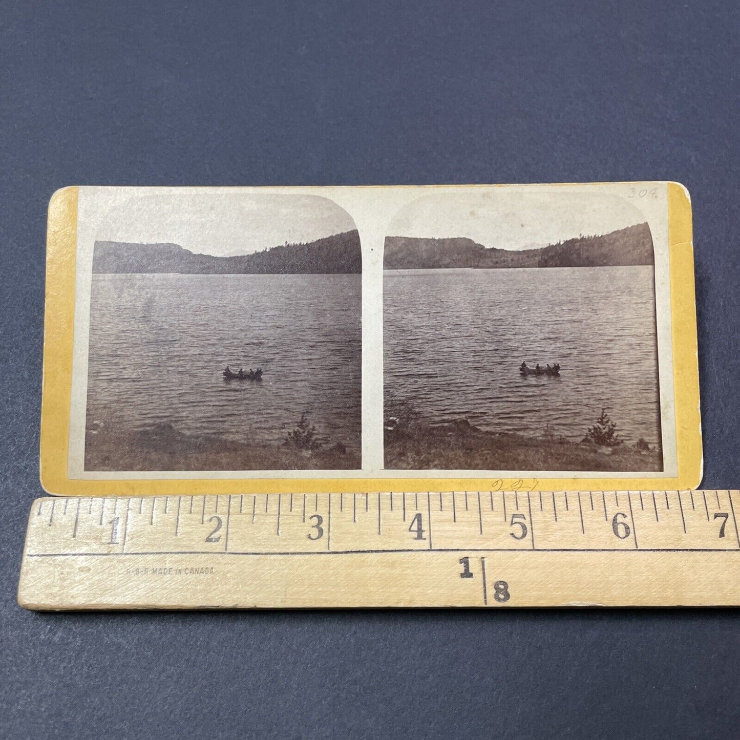 Antique 1860s Lake Morey Boating Fairlee Vermont Stereoview Photo Card V2135