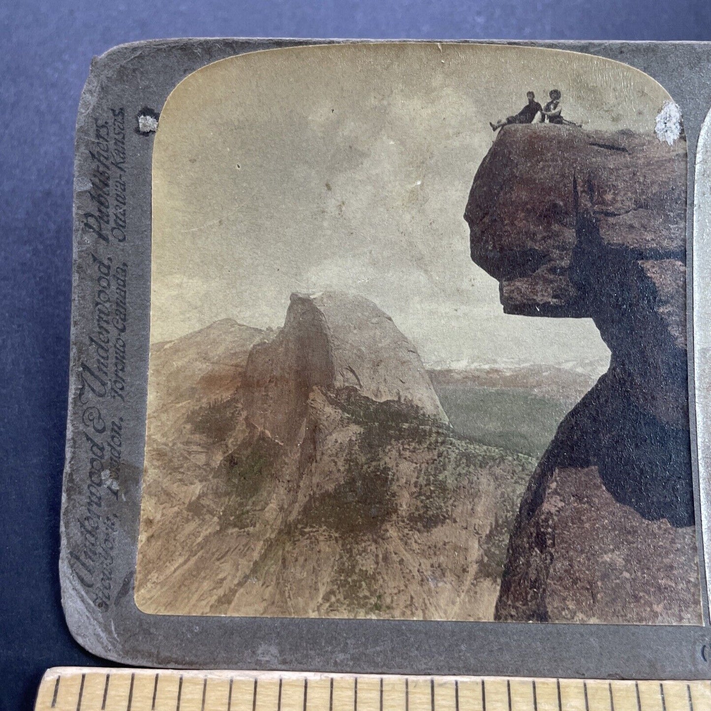 Antique 1902 Cliffhanger Glacier Rock Yosemite CA Stereoview Photo Card P3529