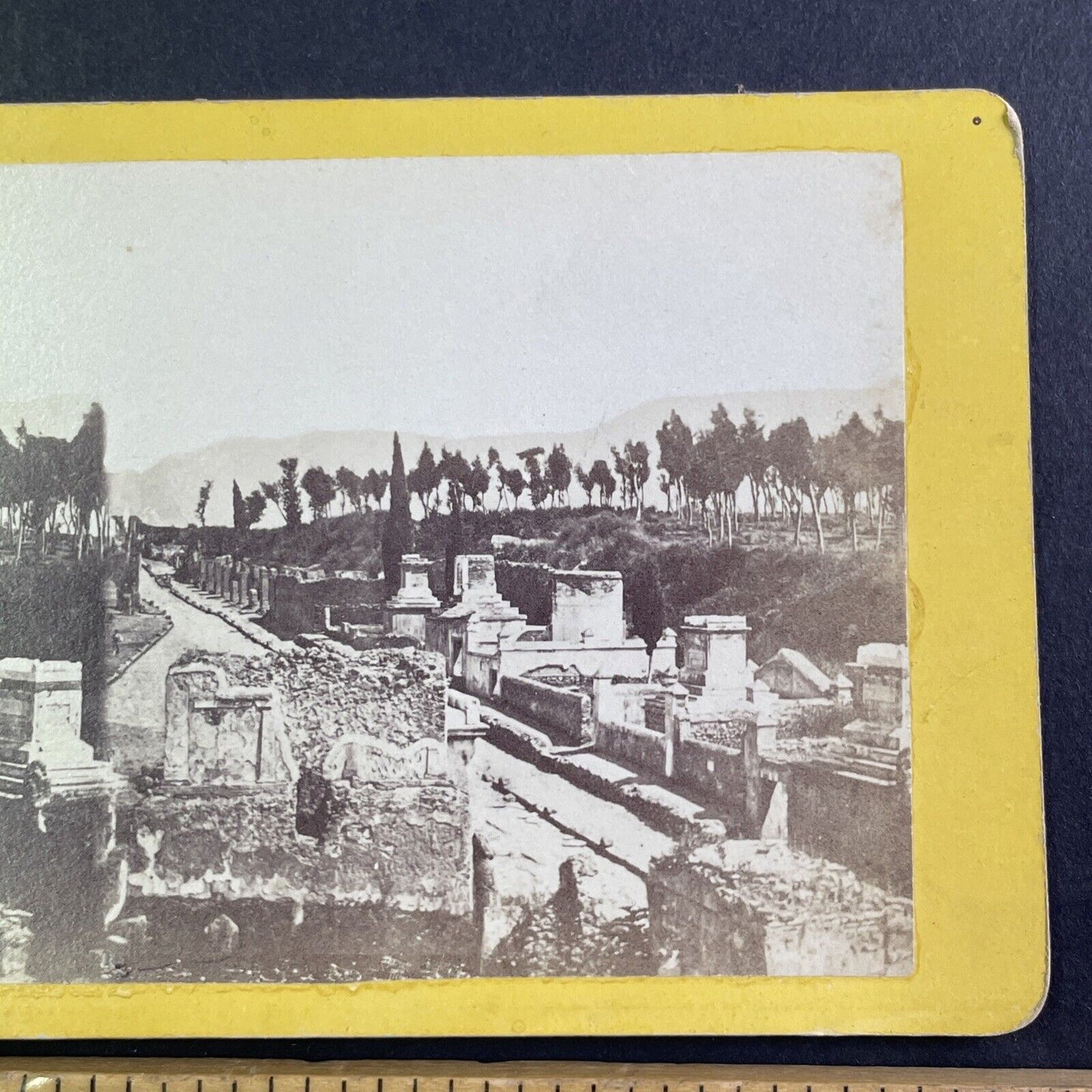 Pompeii Italy Destroyed Stereoview att. M. Amodio Salt Print Antique c1860s Y109