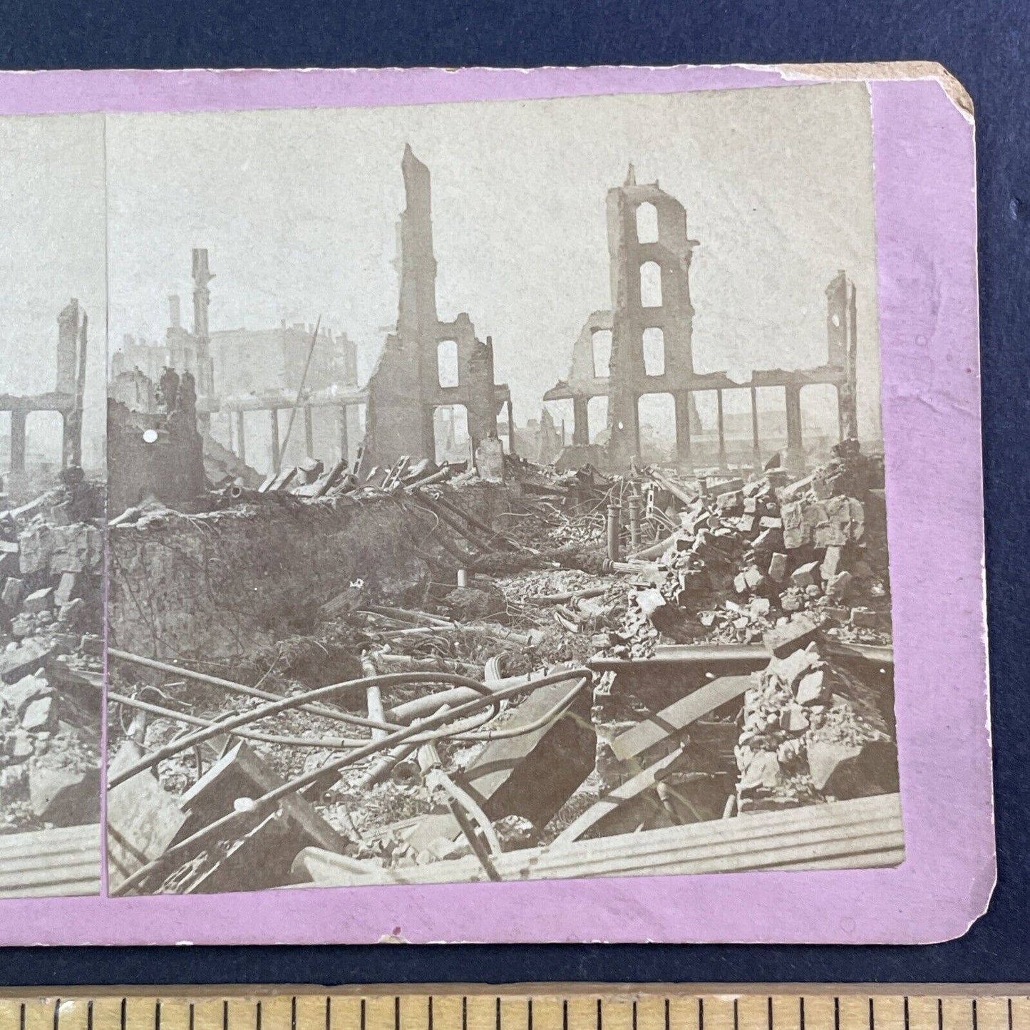 Ruins From The Great Chicago Fire Disaster Stereoview Antique c1871 X3676