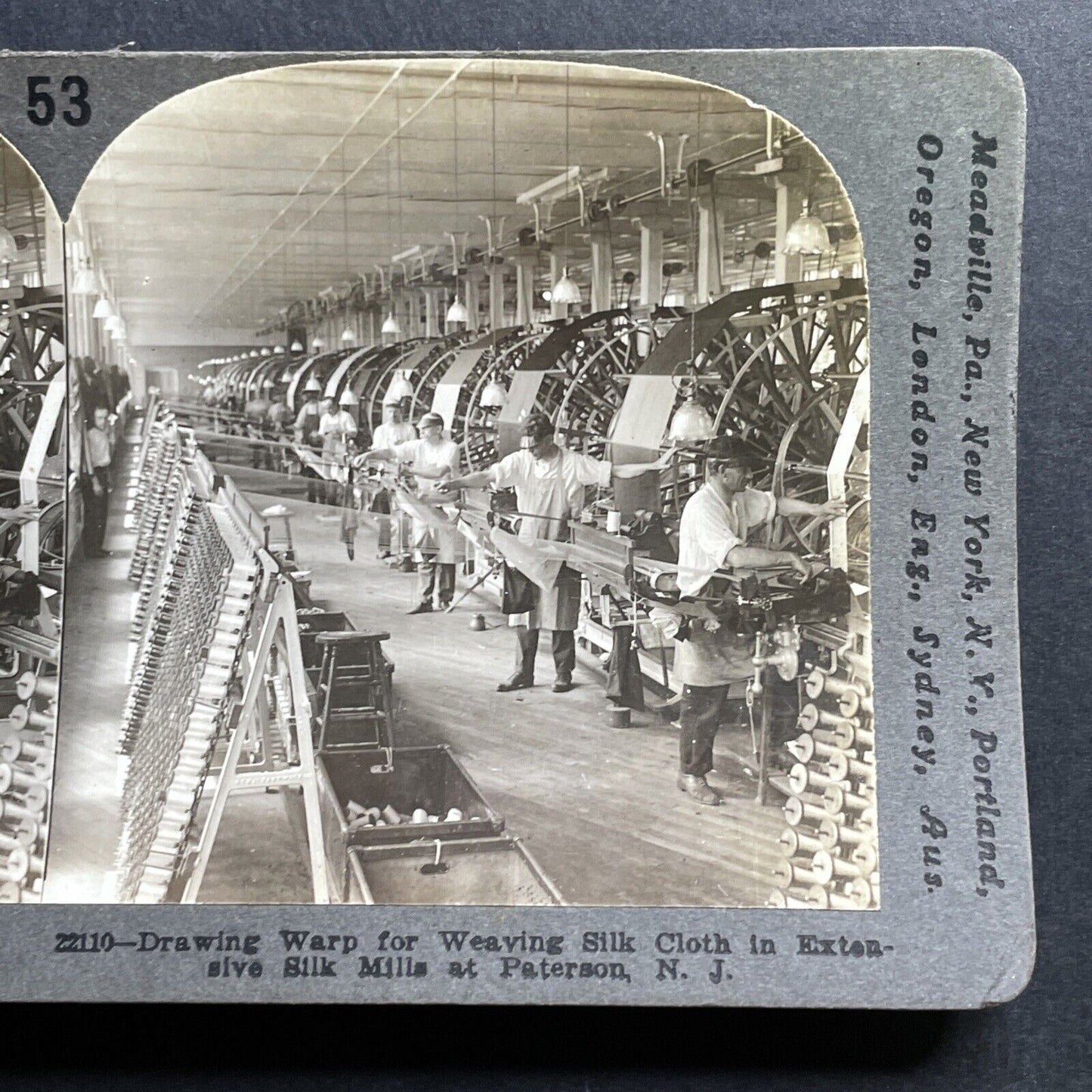 Antique 1909 Silk Factory Paterson New Jersey Stereoview Photo Card P1778