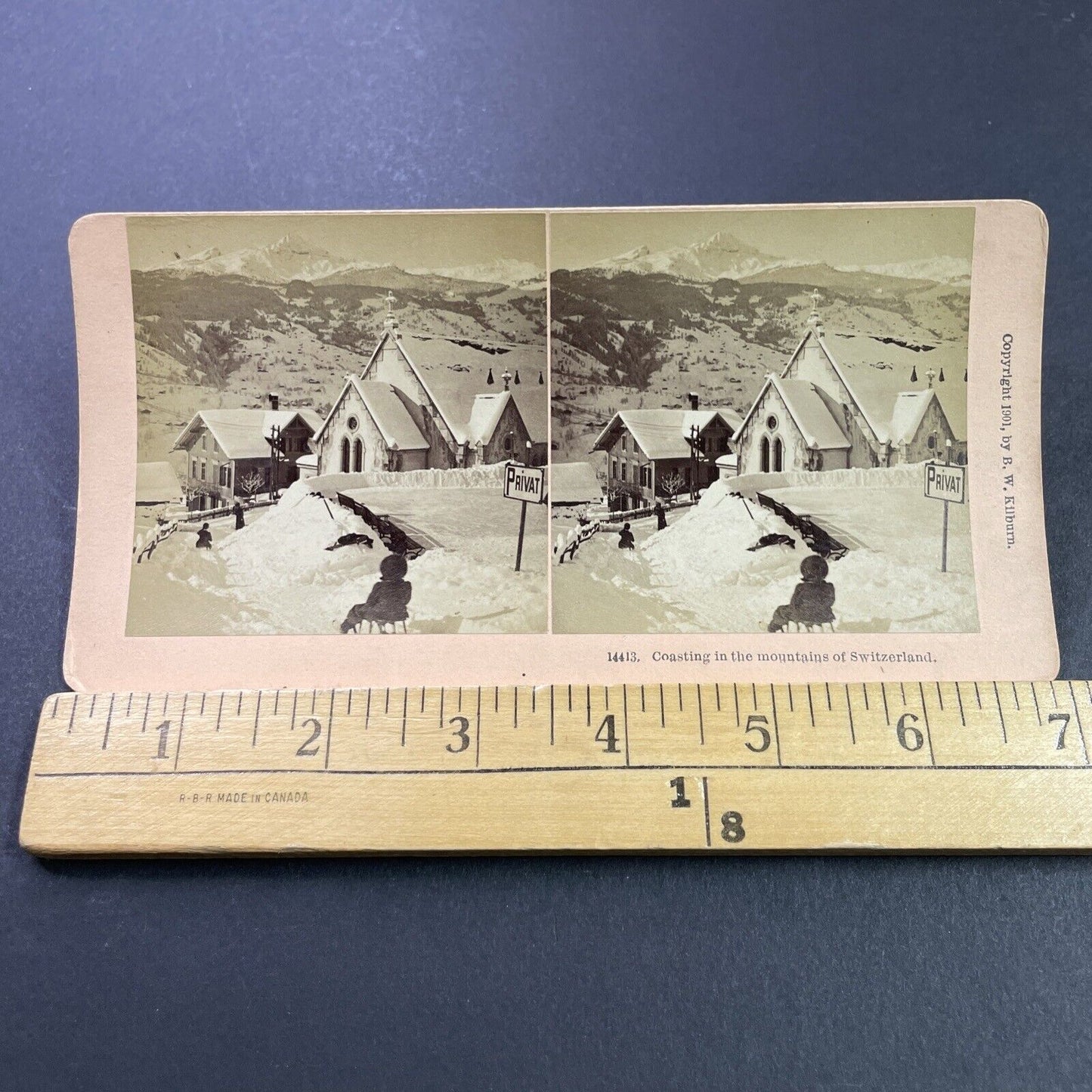 Antique 1901 Heavy Snowfall In The Swiss Alps Stereoview Photo Card P3937