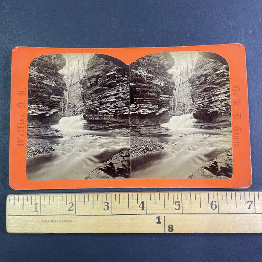 Cavern Gorge Watkins Glen New York Stereoview R.D. Crum Antique c1870 Y1039