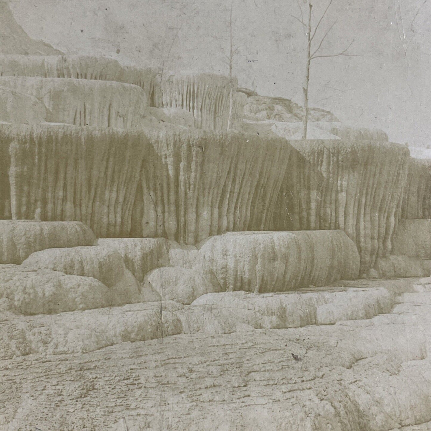 Antique 1880s Mammoth Hot Springs Yellowstone Stereoview Photo Card P4850