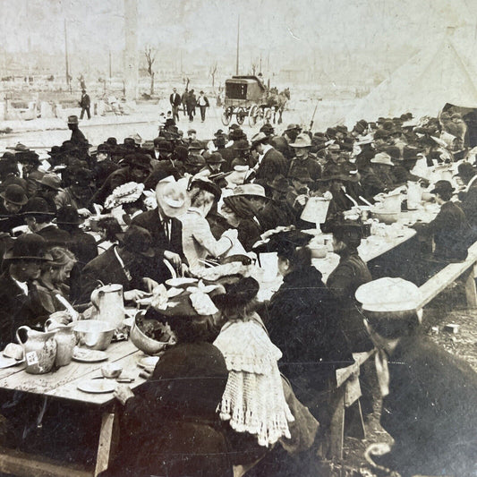 Antique 1906 Earthquake Survivors San Francisco CA Stereoview Photo Card P3497