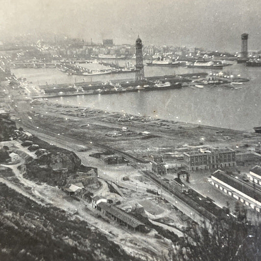 Antique 1920s Barcelona Spain City View Stereoview Photo Card P4917