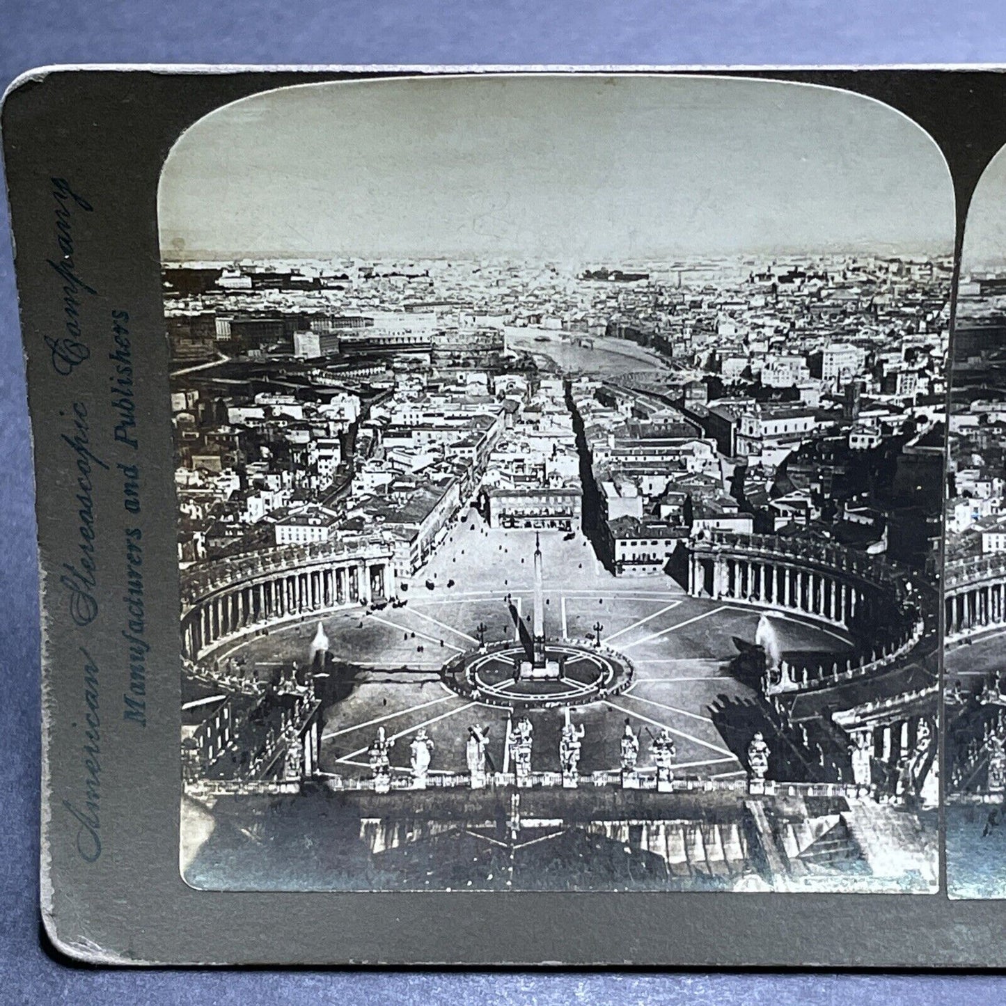 Antique 1901 The Center Of Rome Italy Stereoview Photo Card P1212