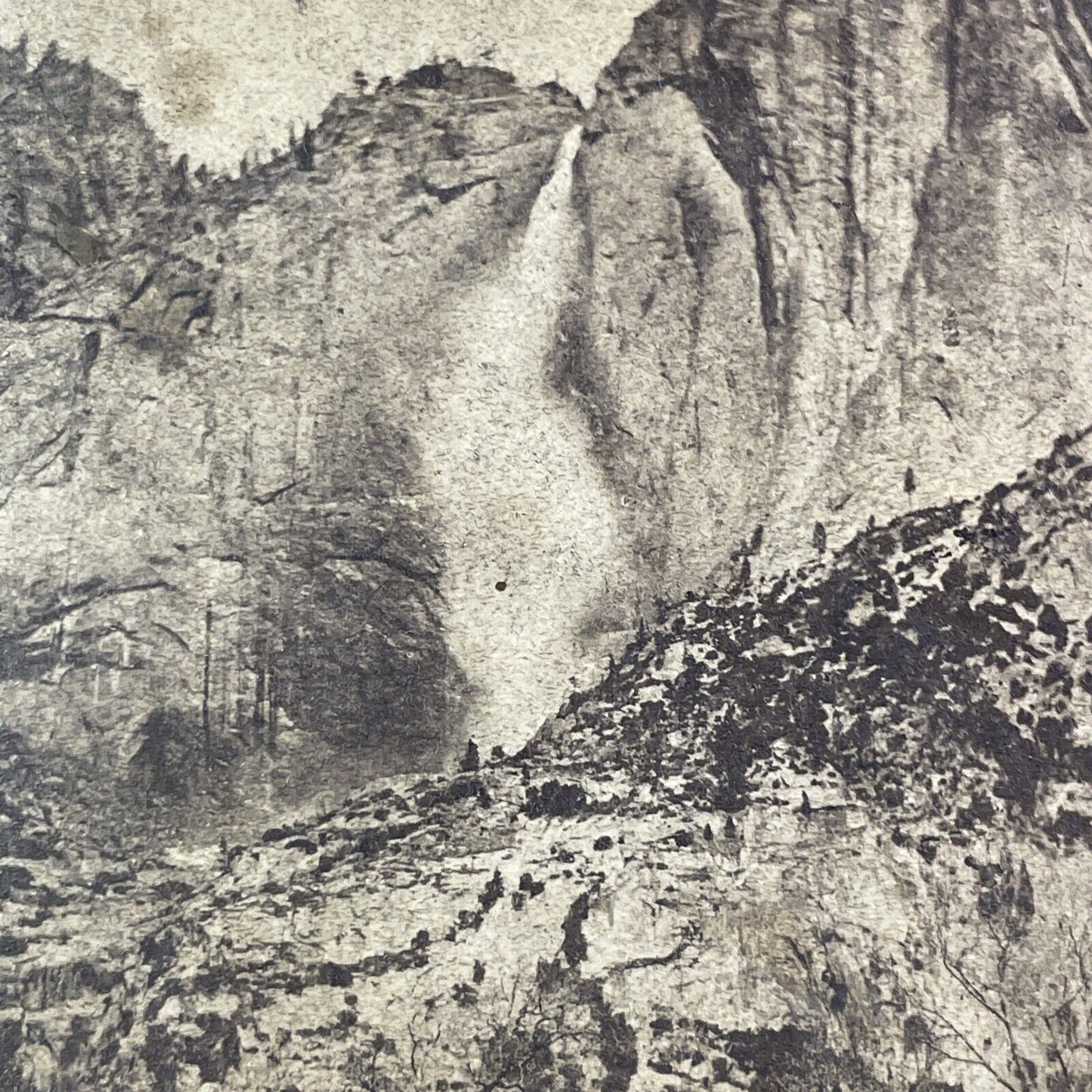 Yosemite Falls Photo att. Carleton Watkins Stereoview E&HT Anthony c1870s Y031