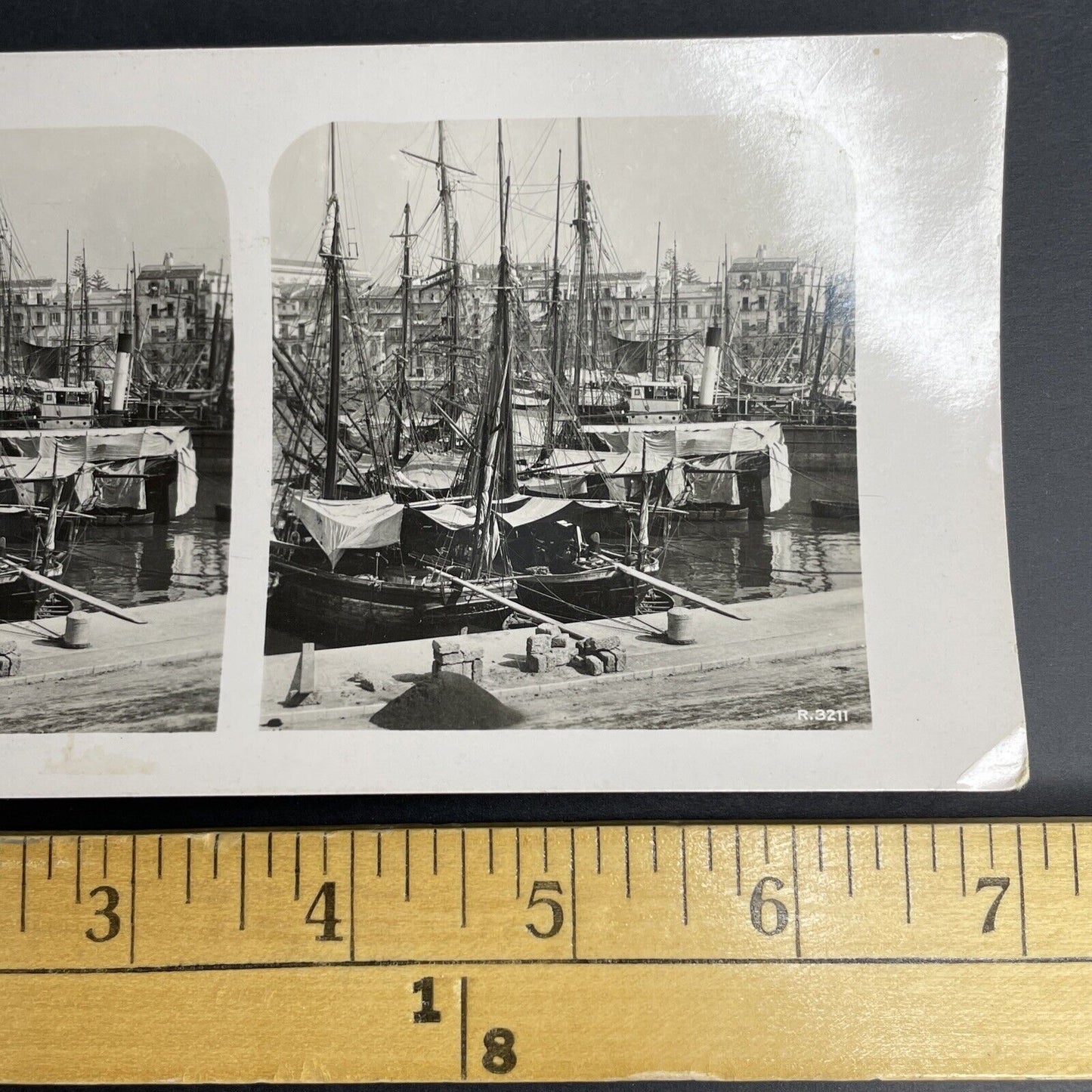 Antique 1899 Shipping & Fishing Port Calabria Italy Stereoview Photo Card P941