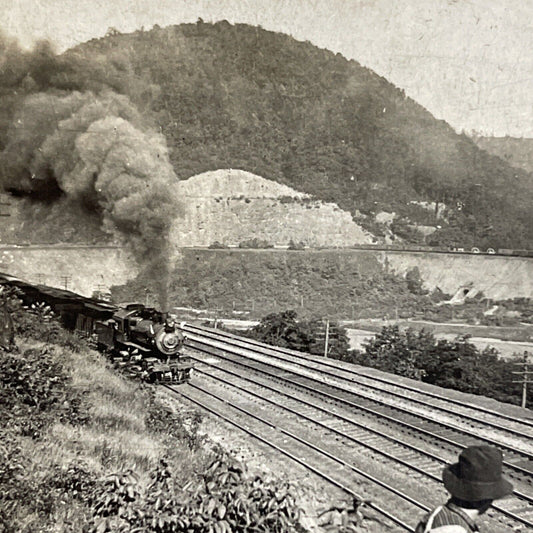 Antique 1910s Train Railroad Allegheny PA Stereoview Photo Card P4273