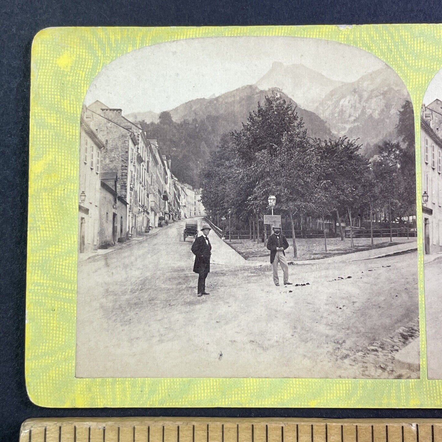 Eaux-Bonnes Village Commune Stereoview Laruns France Antique c1875 X3555