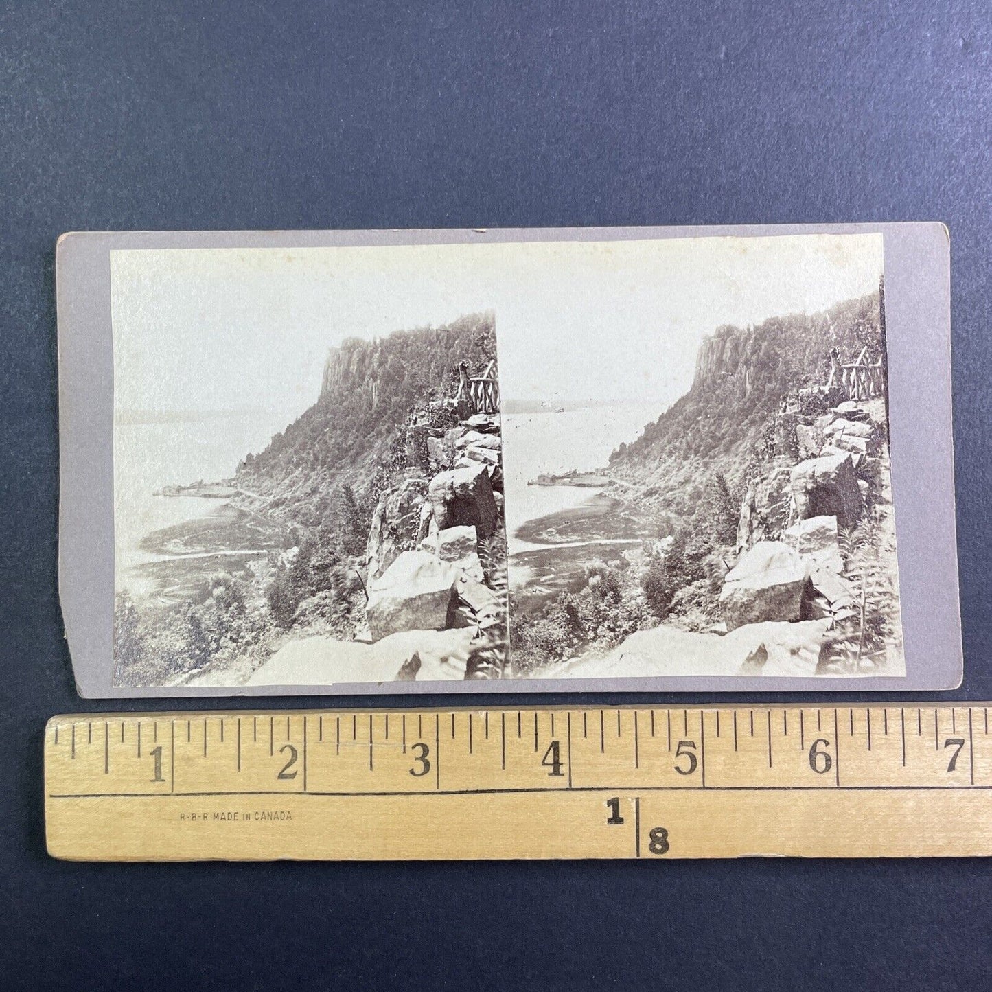 Hudson River Palisades in New York Stereoview Antique c1870s Y1197