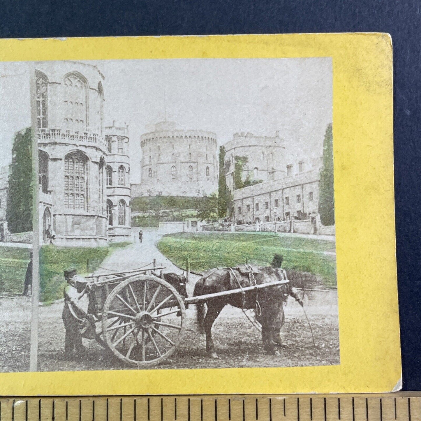 Boy Picking Garbage & Manure Windsor Castle UK Stereoview Antique c1870 X3558