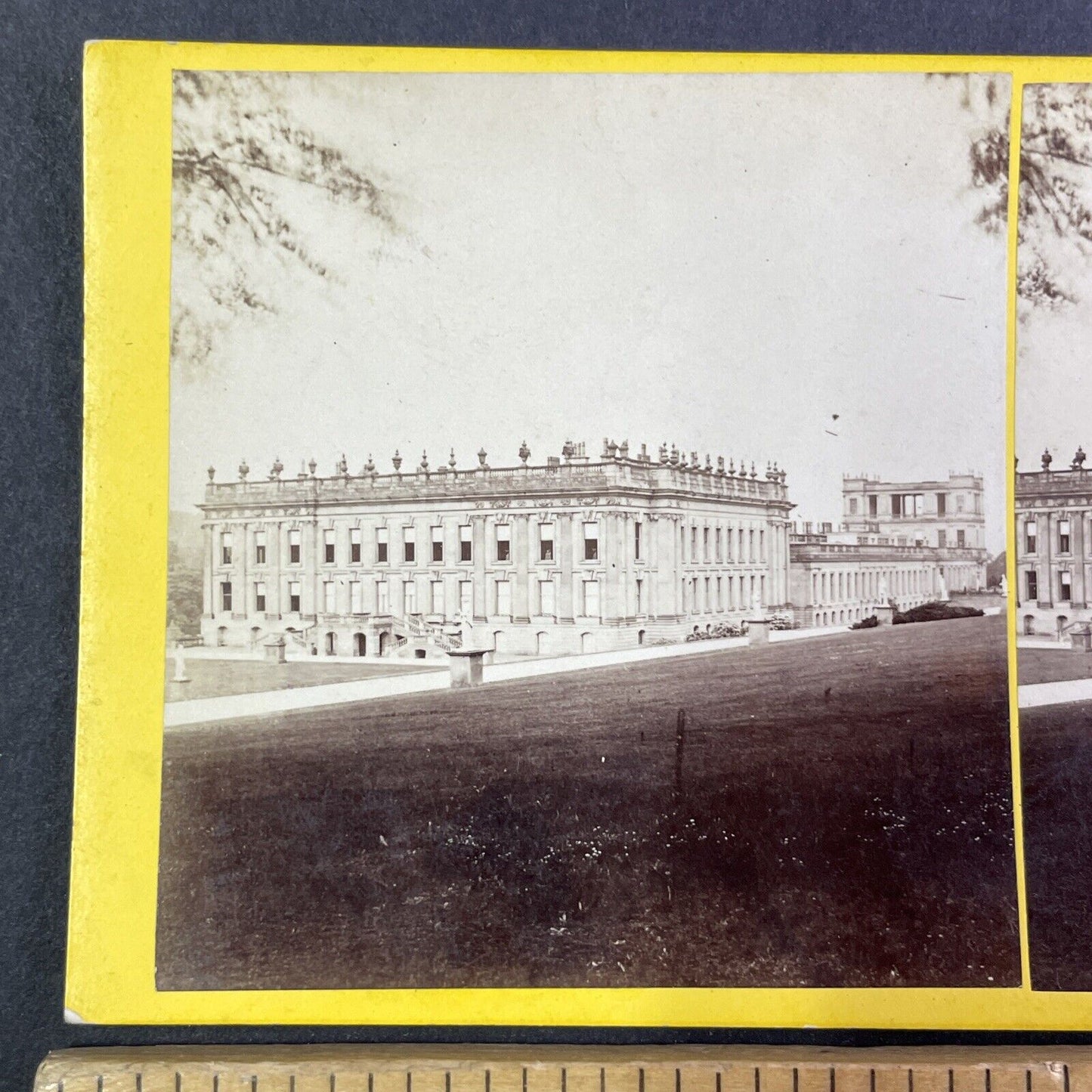 Chatsworth House Mansion Stereoview James Clark Antique c1860s Y1421