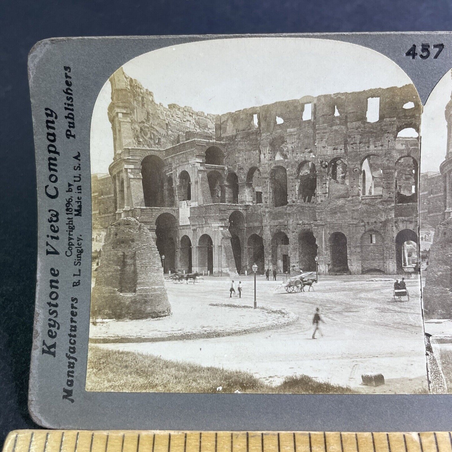 Antique 1896 The Coliseum In Rome Italy Stereoview Photo Card P2130