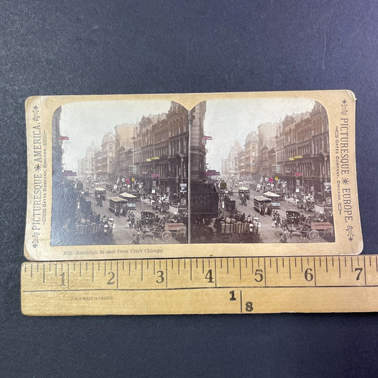 Randolph Street Chicago Stereoview Downtown City View Antique c1893 X2582