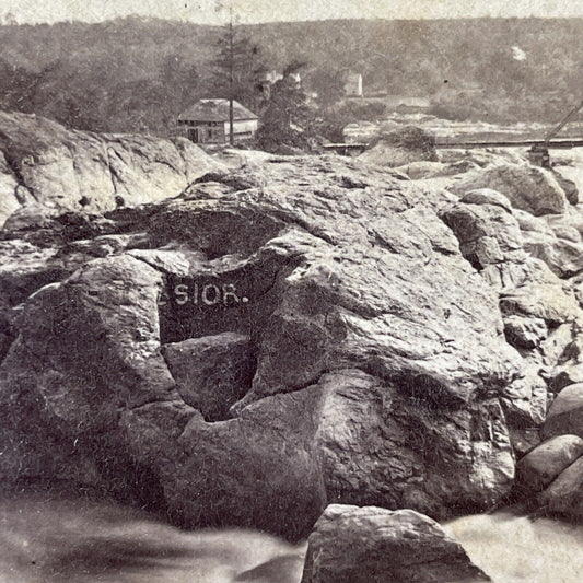 Antique 1870s Graffiti In Manchester New Hampshire Stereoview Photo Card V1935