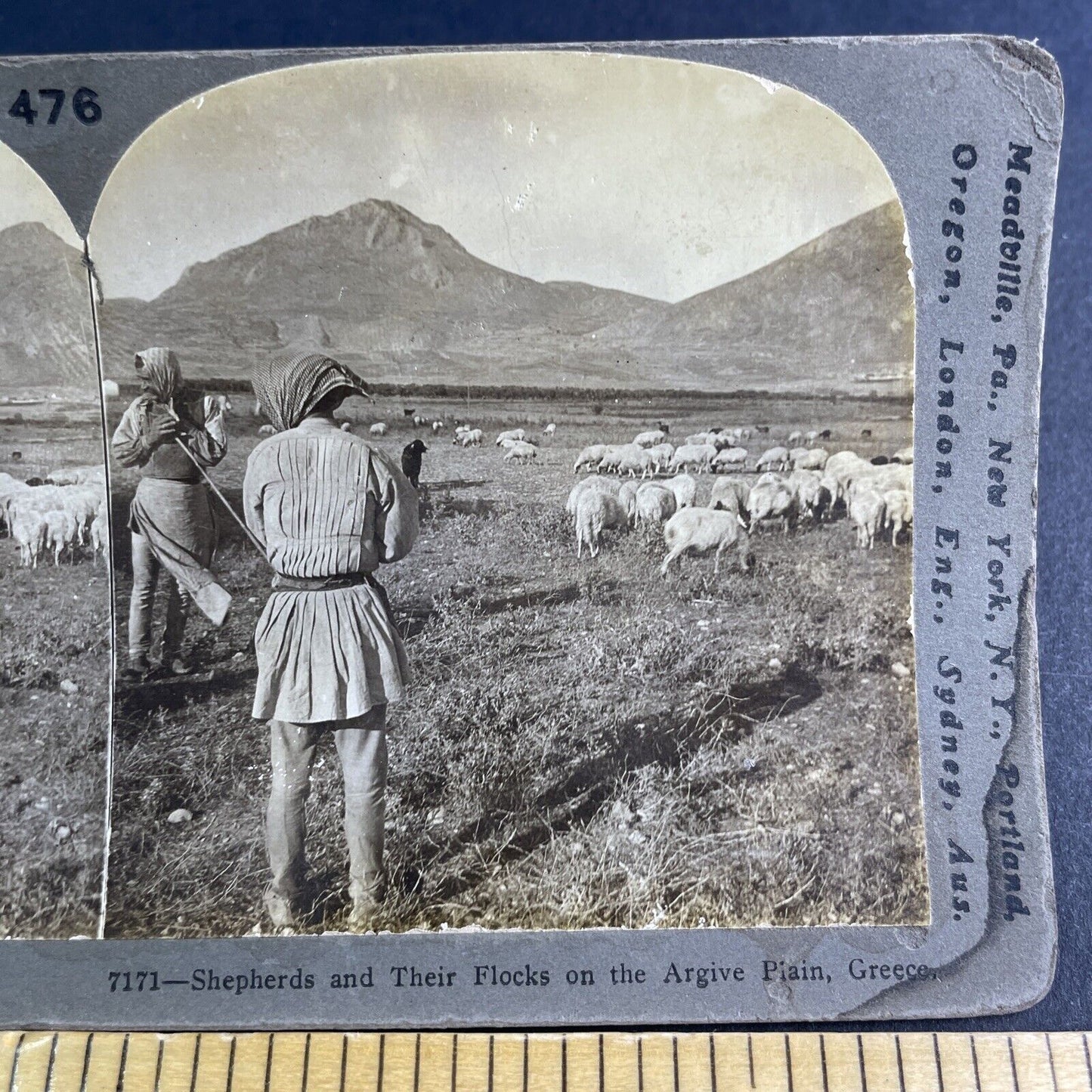 Antique 1906 Shepherds In Argos Greece Stereoview Photo Card P2107