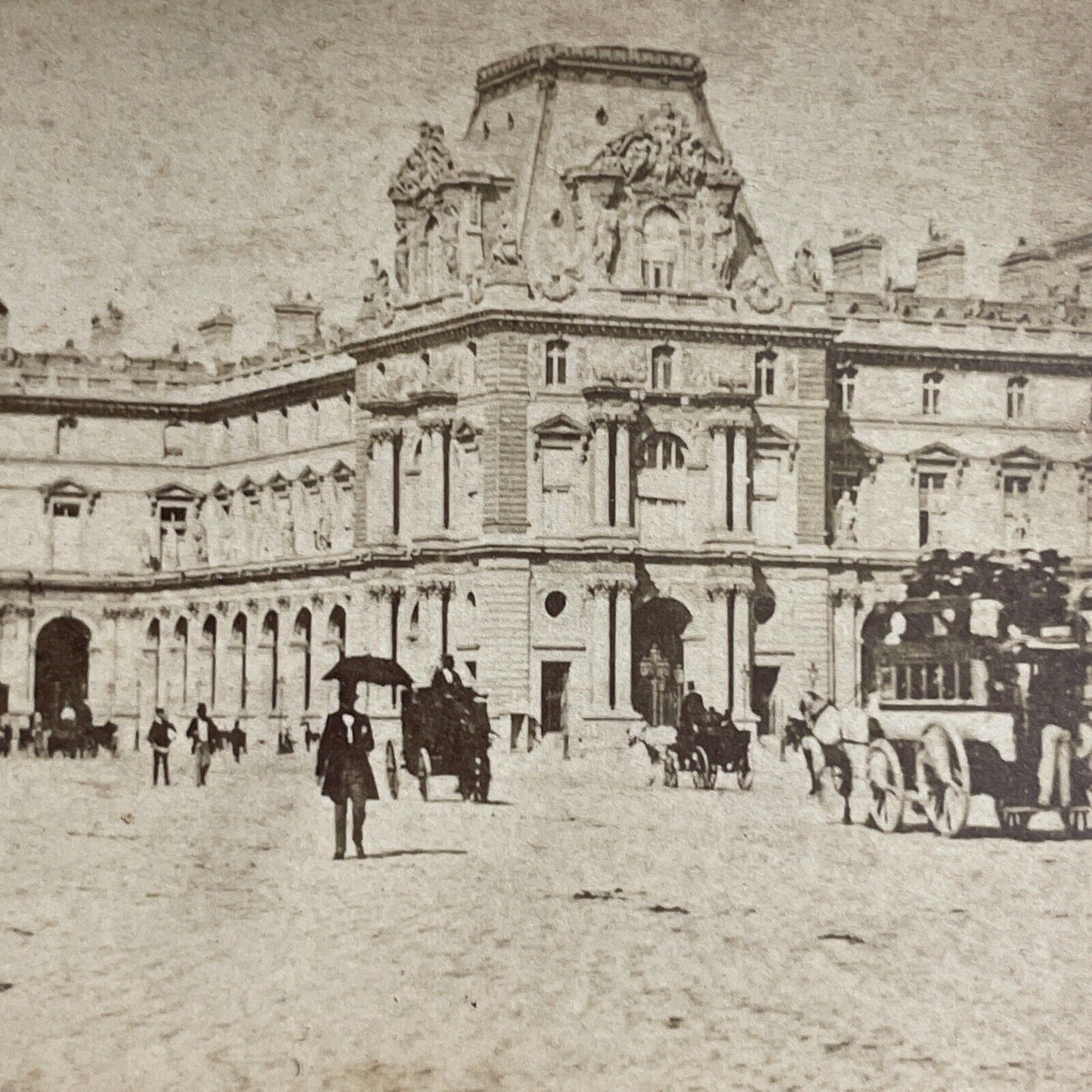 Antique 1870s The Louvre Art Gallery Paris France Stereoview Photo Card P4145