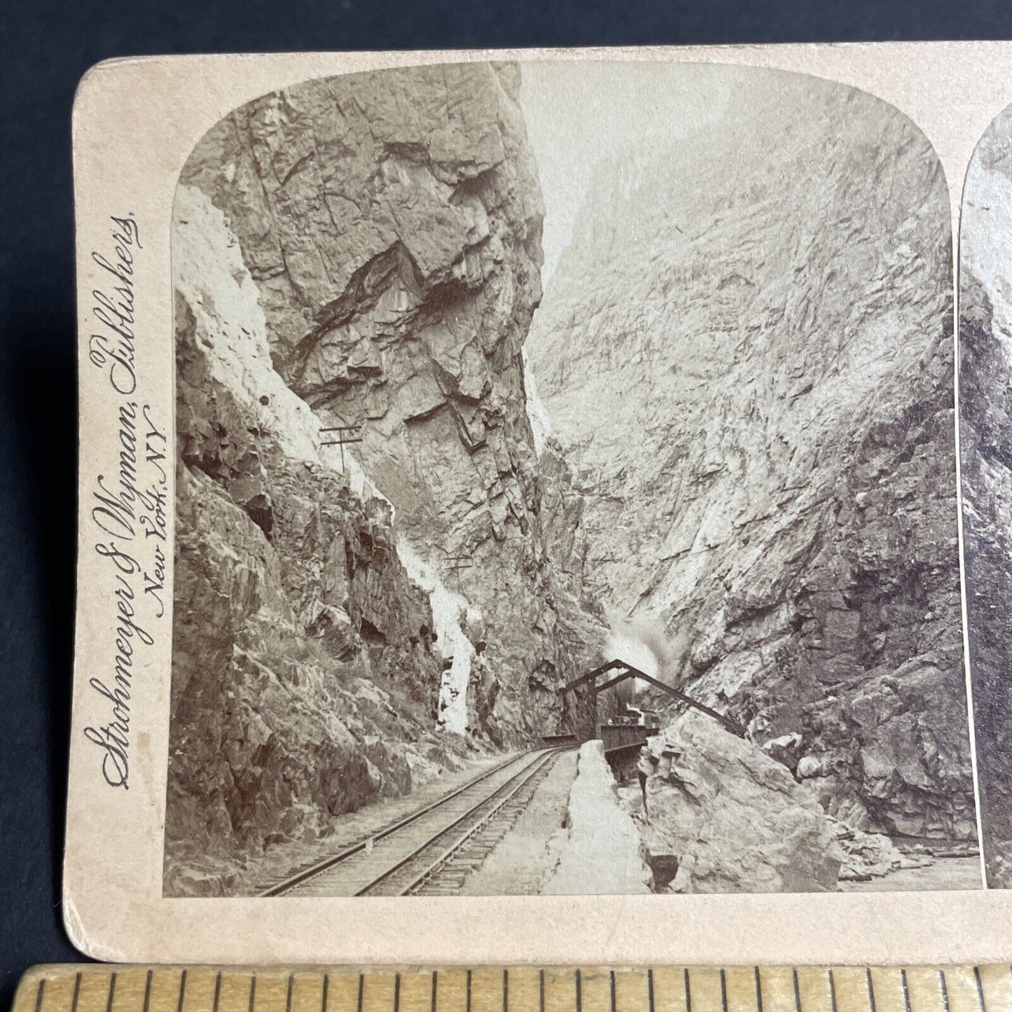 Antique 1898 Royal Gorge Railway Colorado USA Stereoview Photo Card P4847