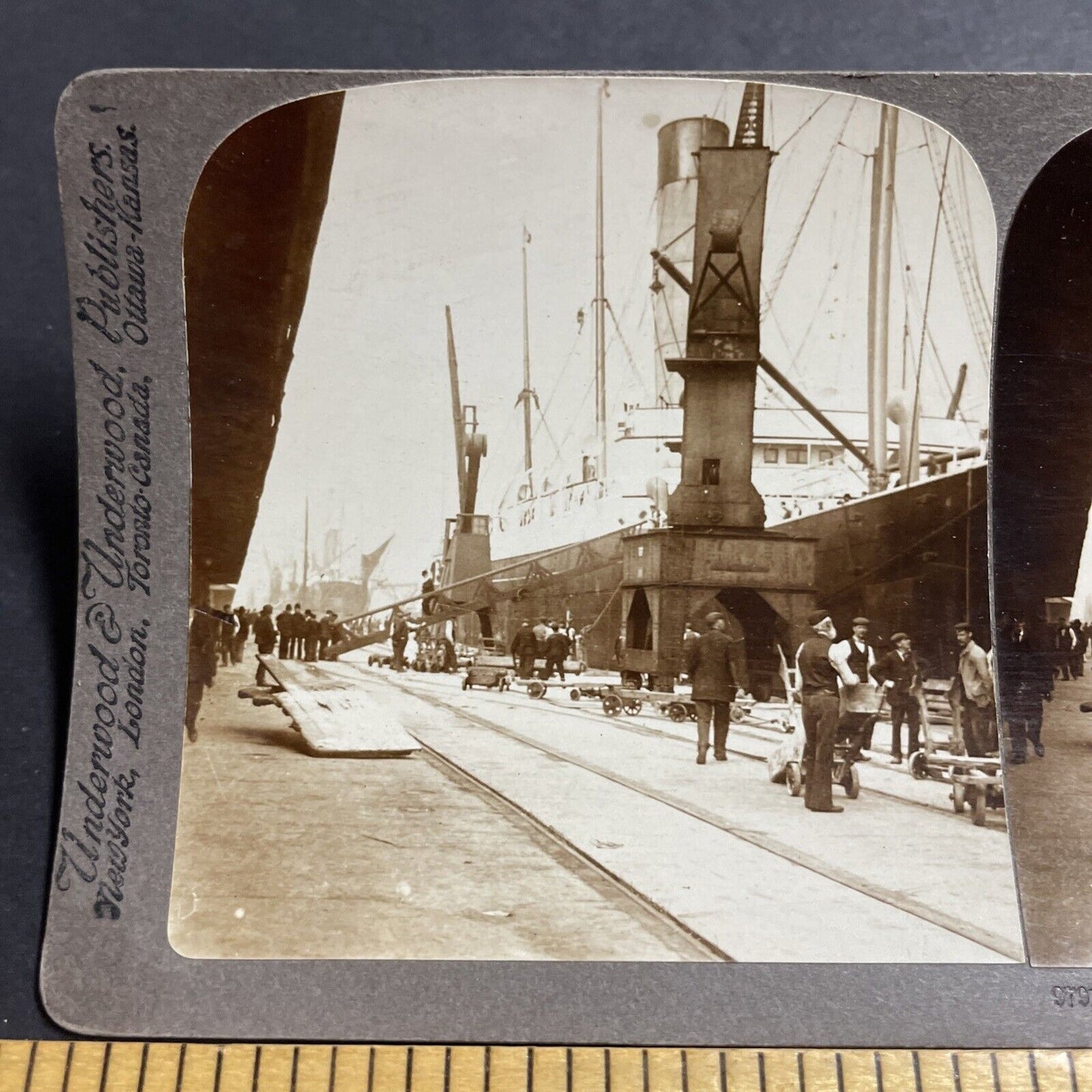 Antique 1903 Large Cruise Ships In London England Stereoview Photo Card P5037