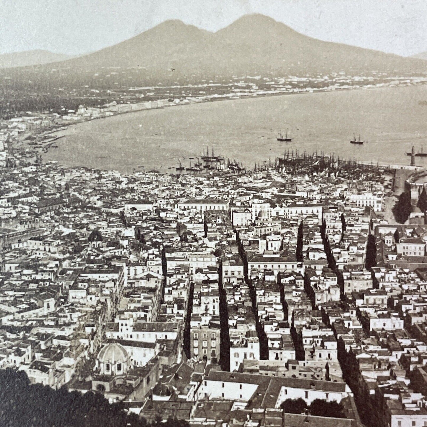 Naples Italy From San Martino Church Stereoview Robert Rive Antique c1865 Y1419