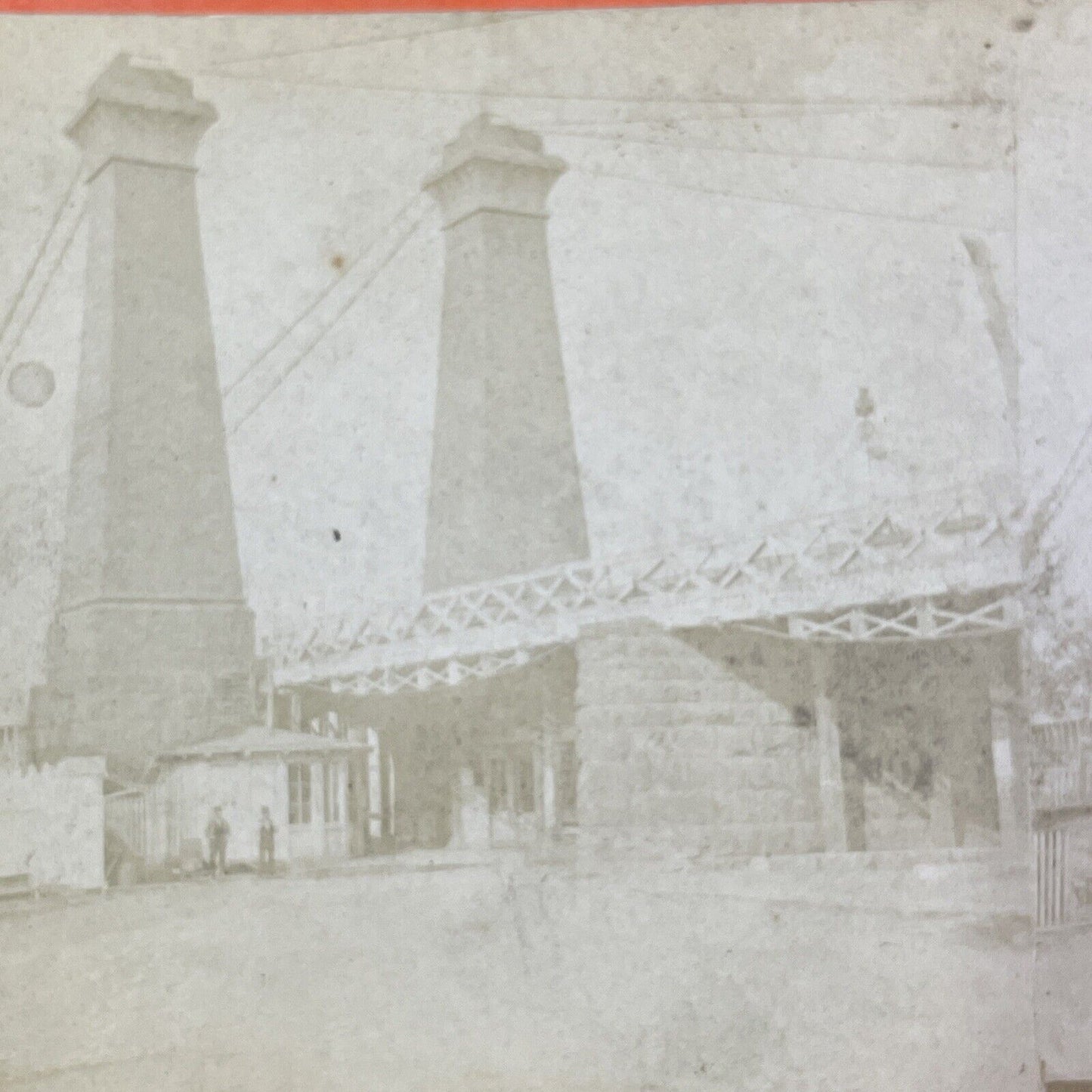 Niagara Falls Suspension Bridge Stereoview C.W. Woodward Antique c1870s Y2453