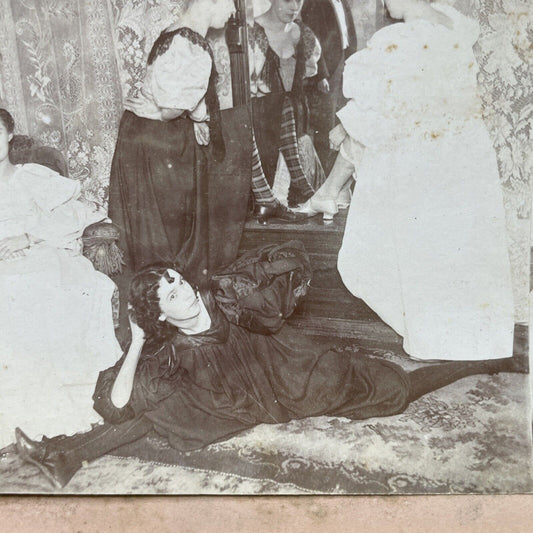 Antique 1899 Victorian Woman Does The Splits Stereoview Photo Card P2723