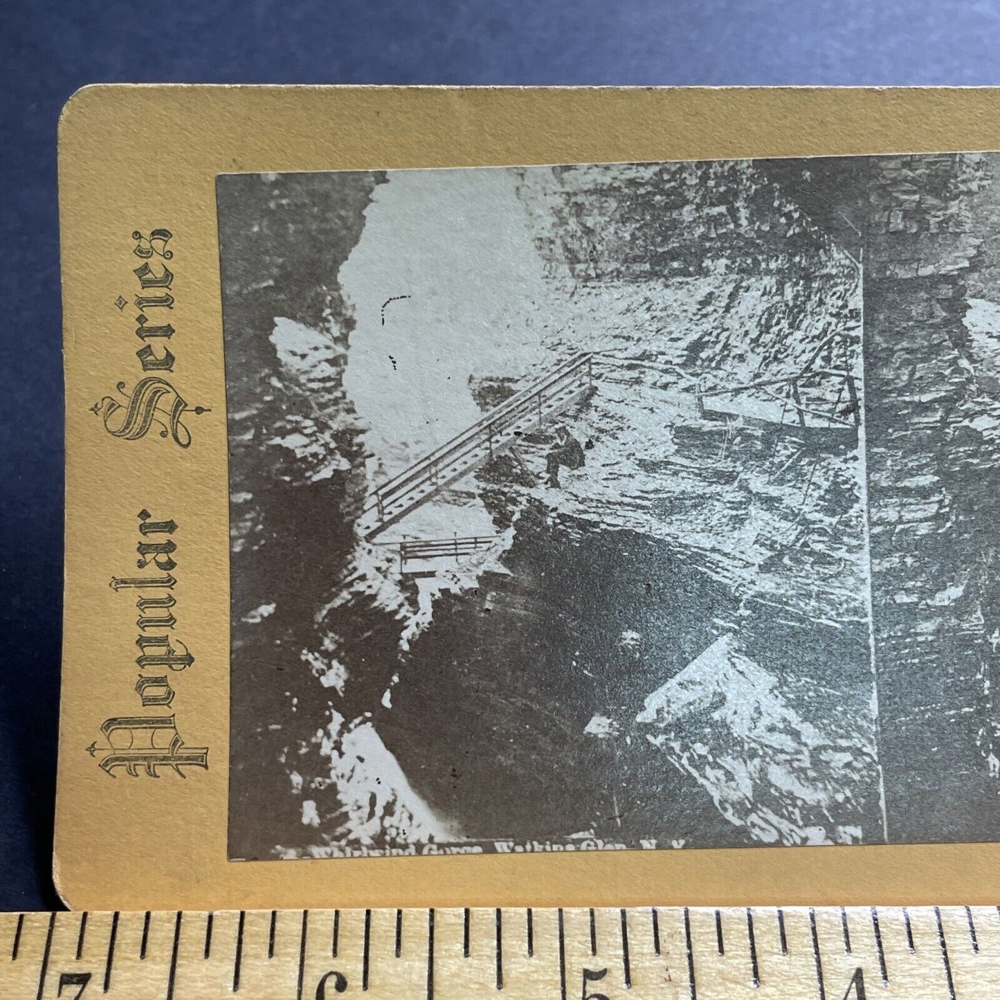 Antique 1860s Whirlwind Gorge Watkins Glen NY Stereoview Photo Card P2092