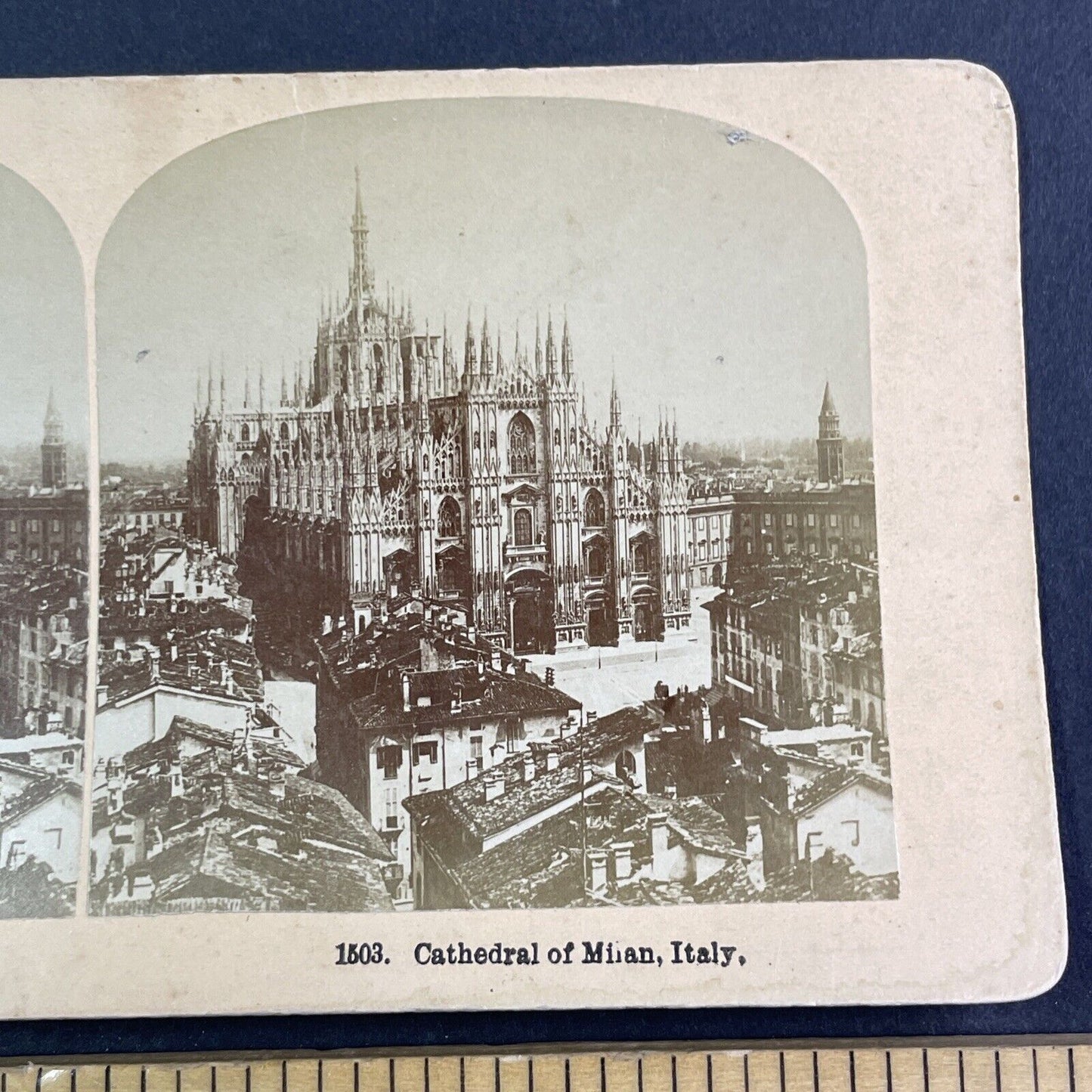 Milan City Cathedral Church Italy Stereoview BW Kilburn Antique c1880 X4107