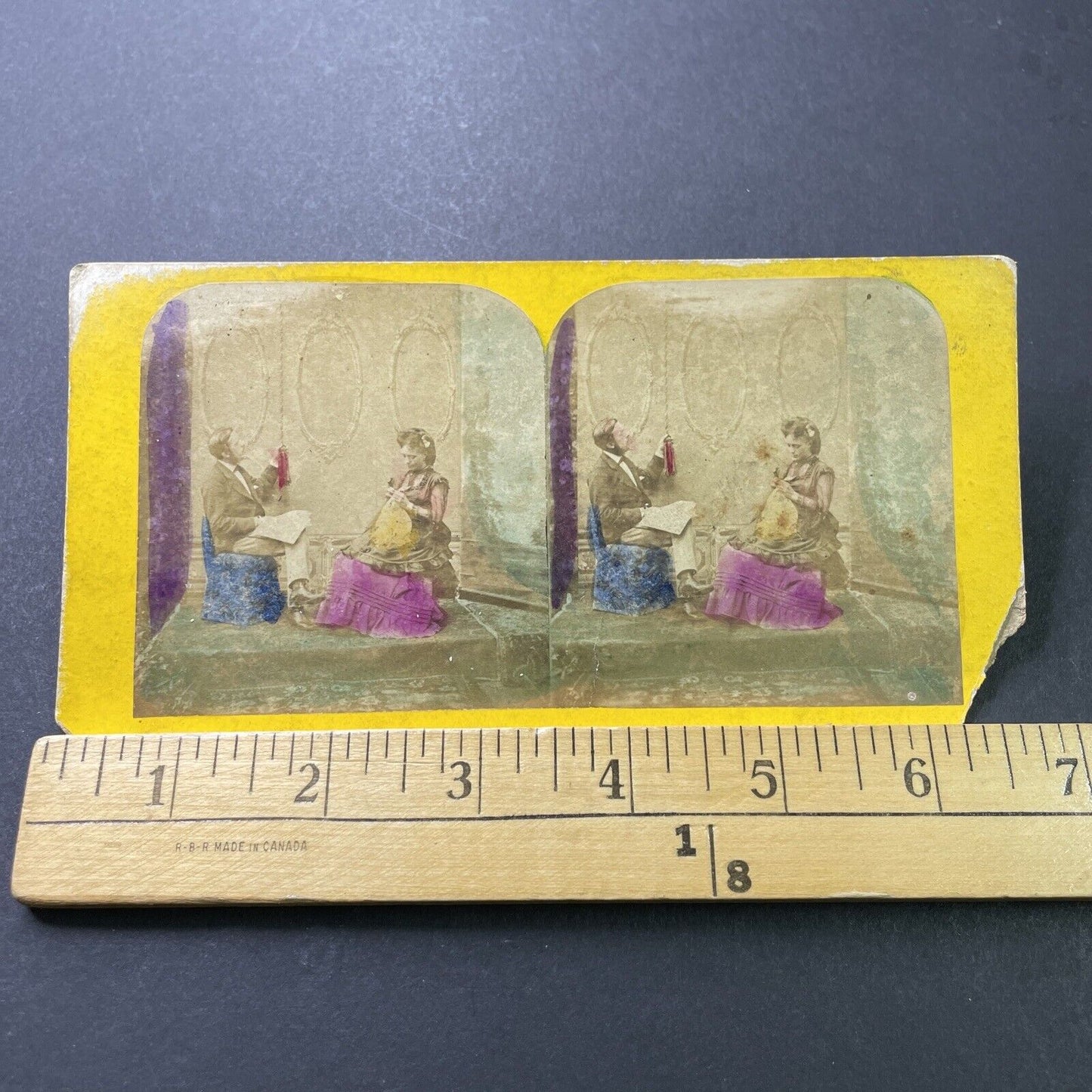 Antique 1850s Man And Woman Ring Maid For Tea Stereoview Photo Card P4006