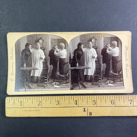 Boyfriend Kicked Out of House Marysville CA Stereoview Antique c1890 X4132