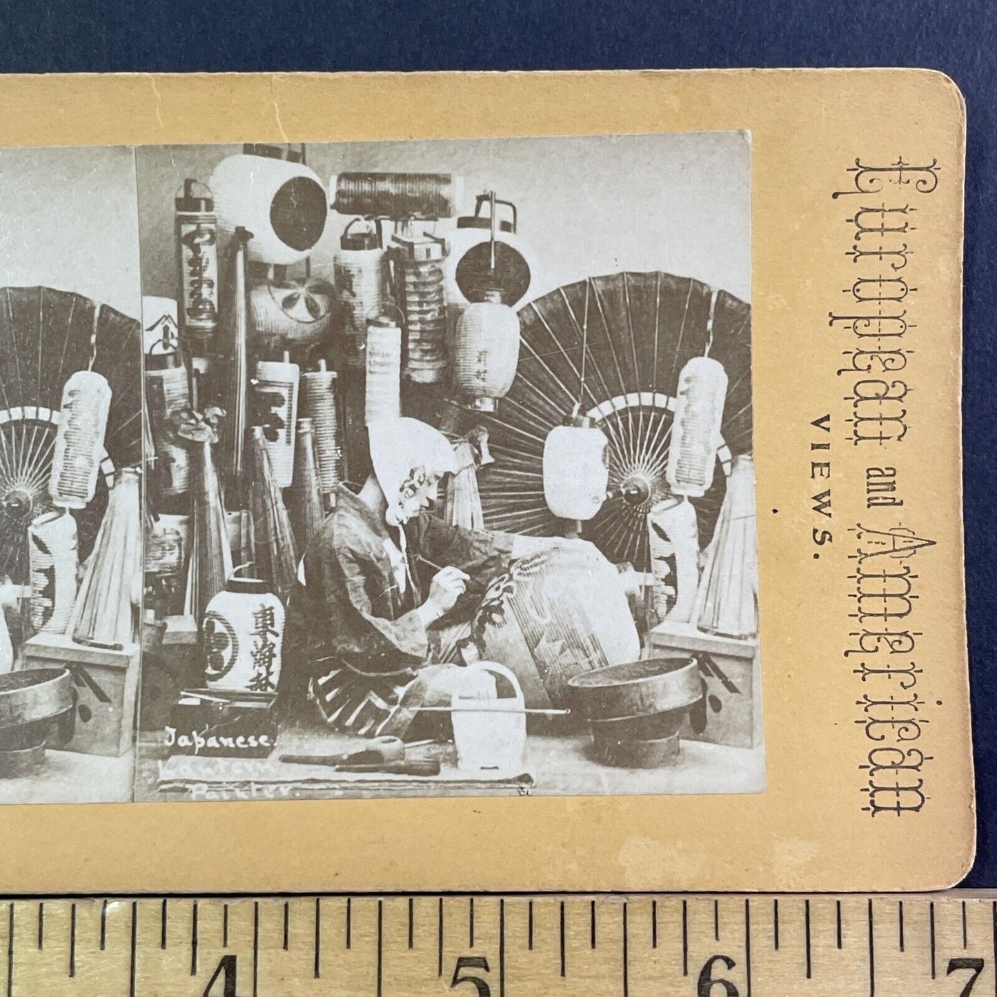 Japanese Paper Lantern Maker Stereoview Kusakabe Kimbei Antique c1870 X3107 RARE