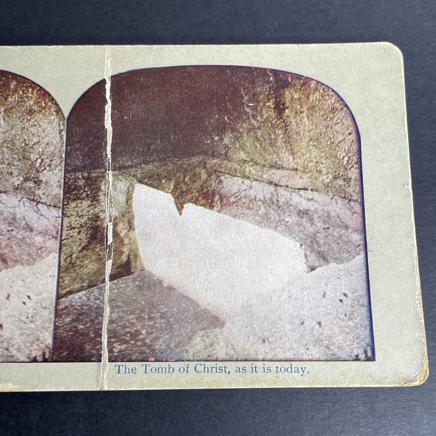 Antique 1902 The Tomb Of Christ DAMAGED Stereoview Photo Card P1074