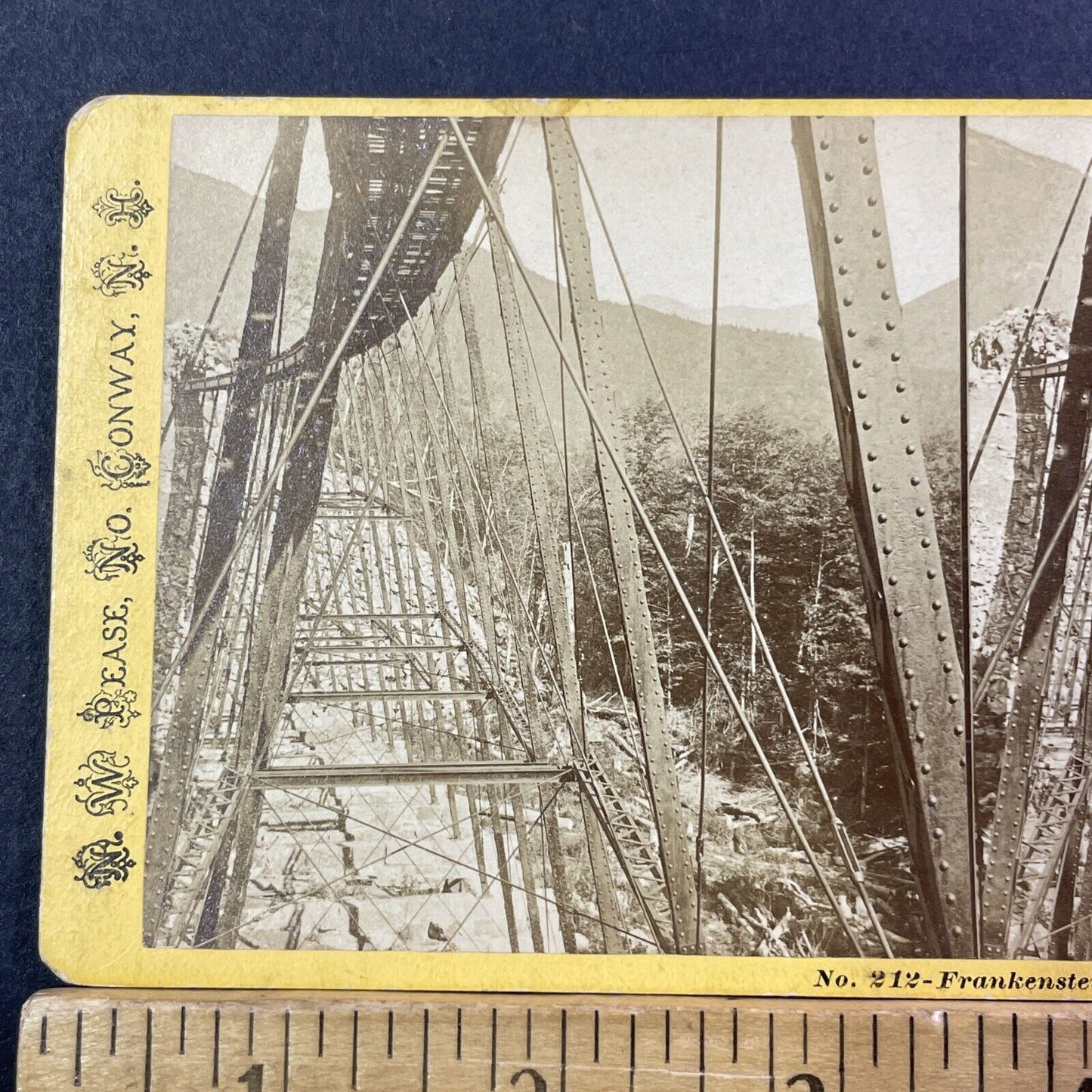 Frankenstein Train Trestle Stereoview Photo Card NW Pease Antique c1869 X949